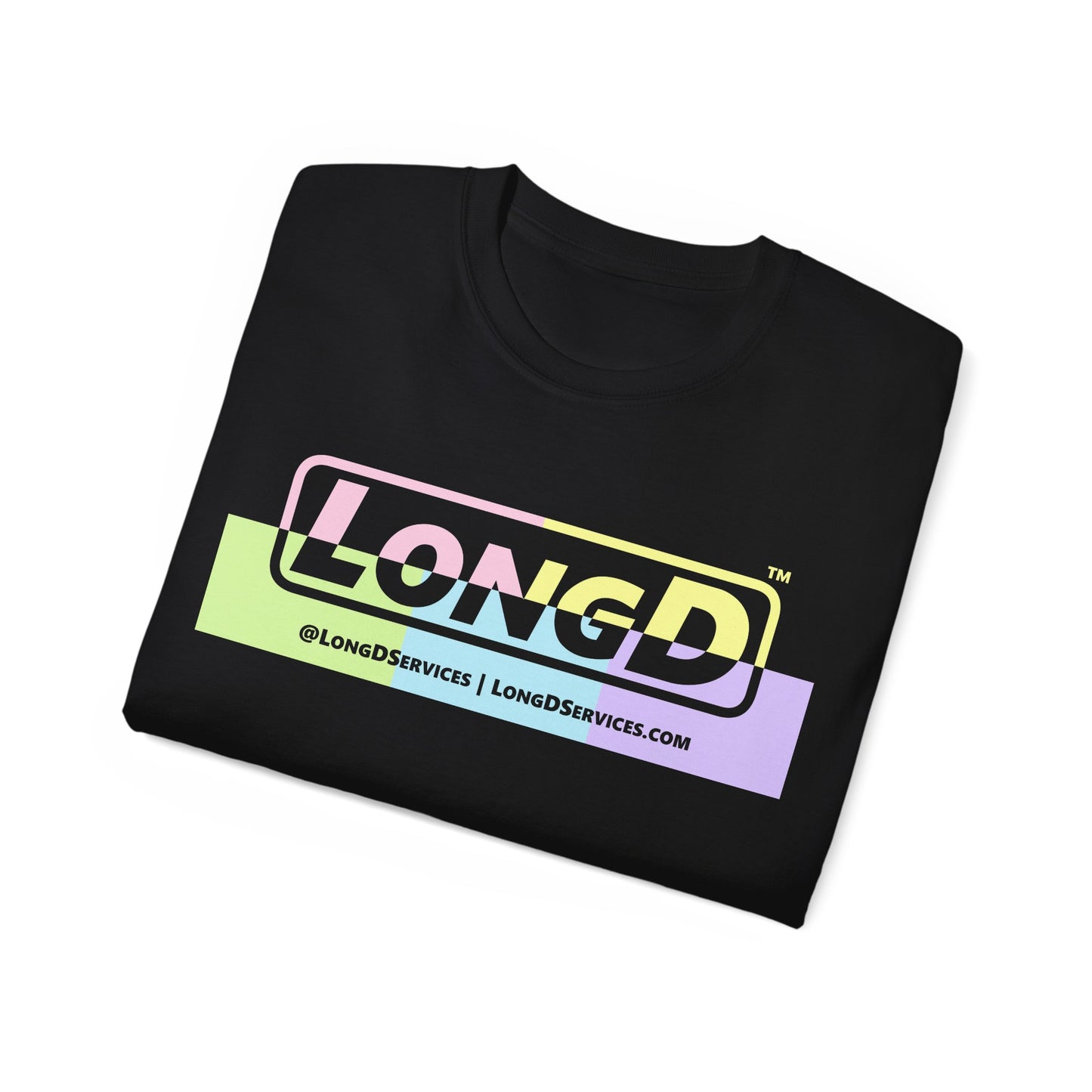 LongD® Logo Cotton Tee (Easter pastel variety in positive top text and negative bottom text)