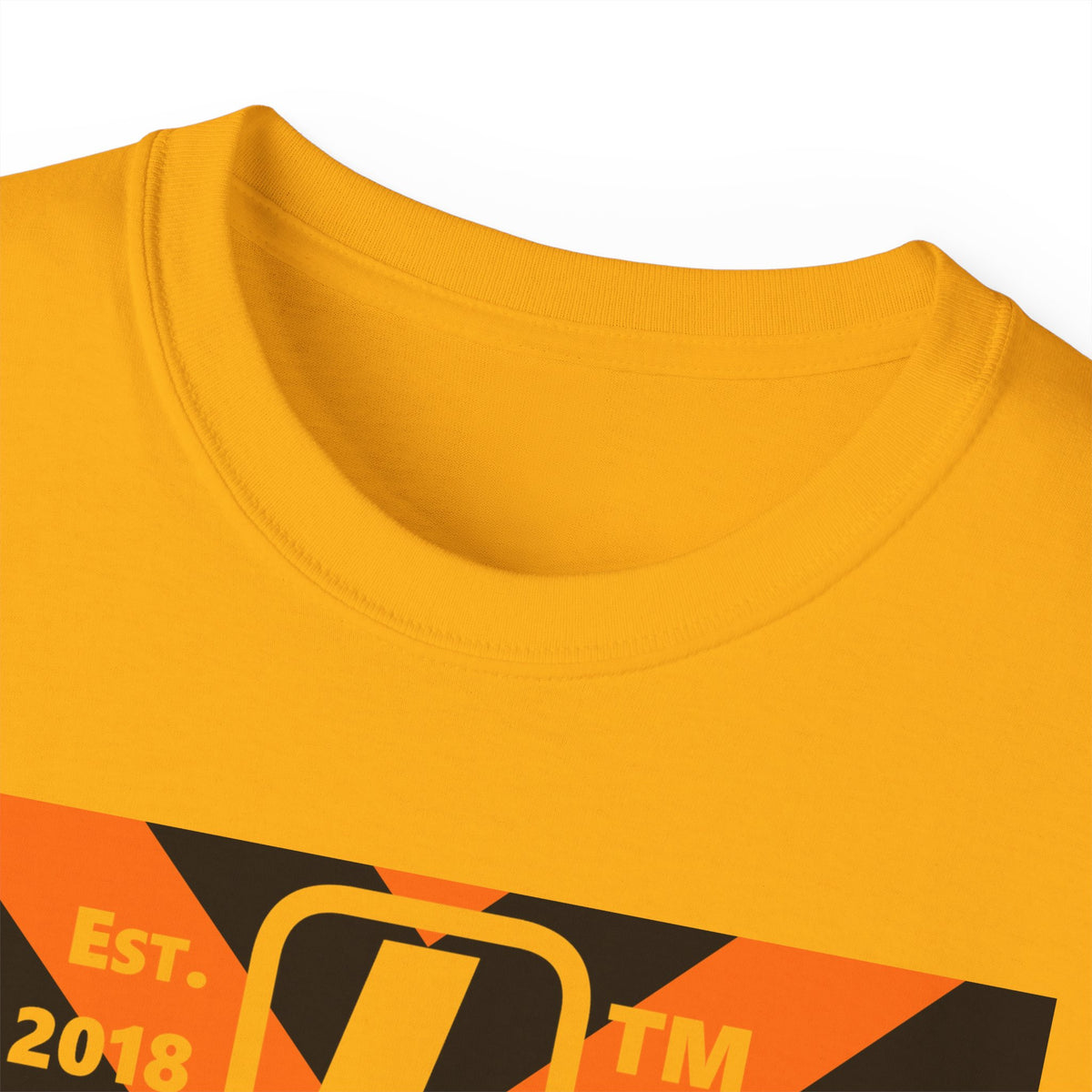 LongD Hyde Park negative upright downward chevron logo (Halloween colors) cotton tee