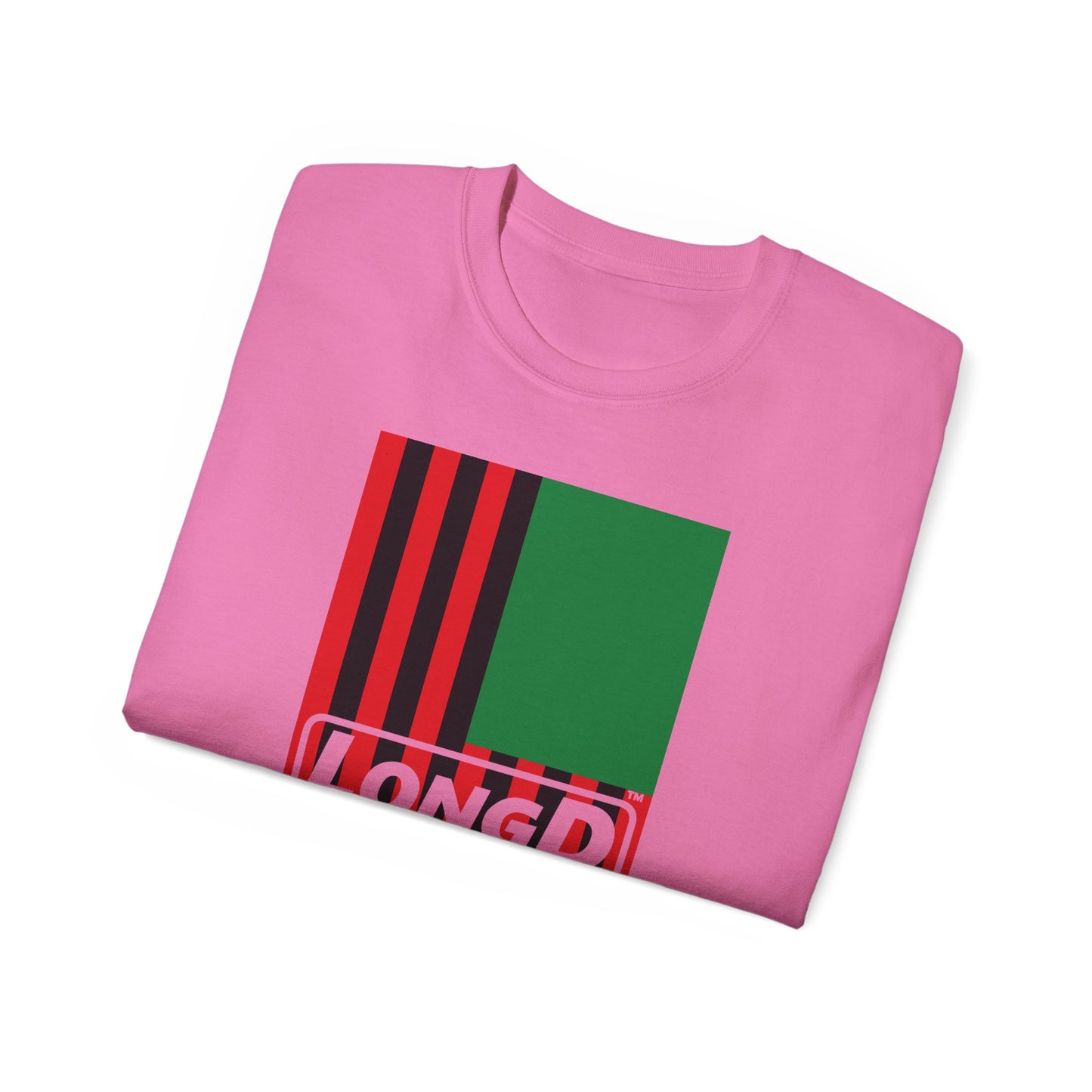 LongD® Logo Cotton Tee Juneteenth vertical African-American flag negative text