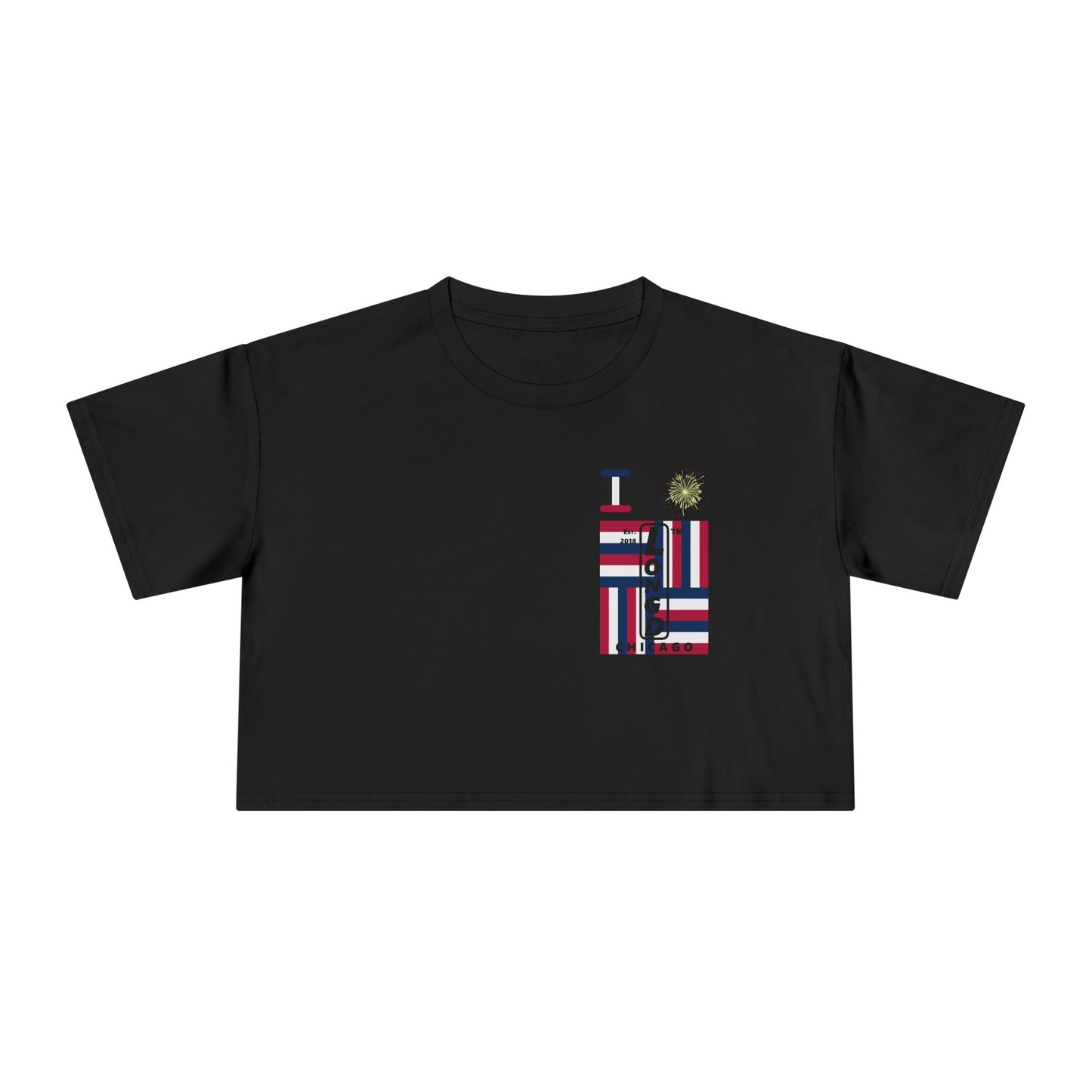 I burst LongD negative windmill upright single-breasted Chicago logo crop tee