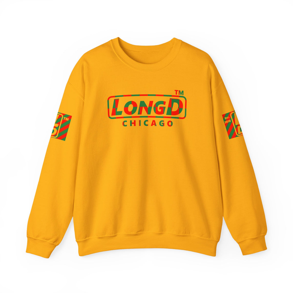 LongD Chicago positive checkered 4-print logo (Xmas colors) crewneck sweatshirt