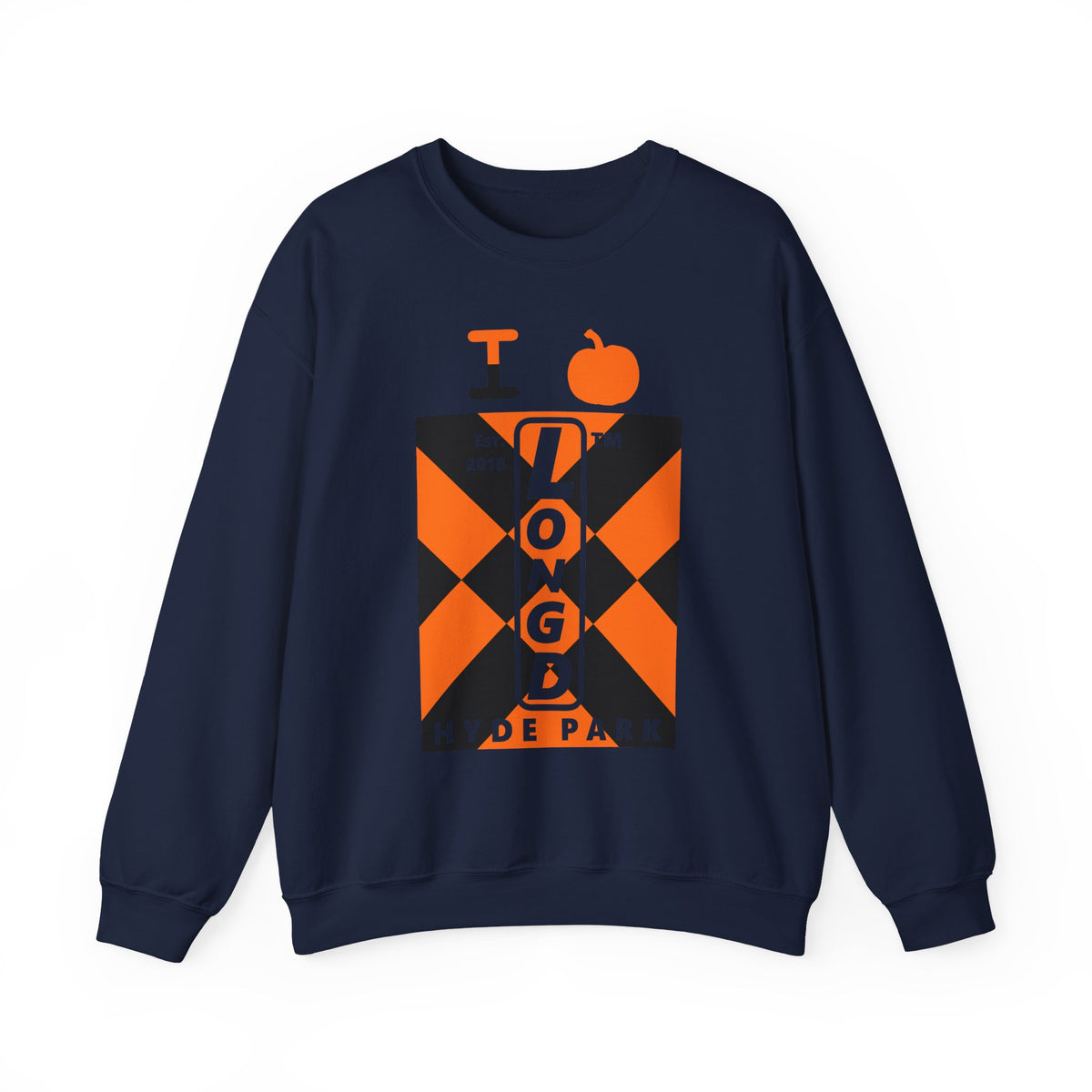 I pumpkin LongD Hyde Park negative upright mixed argyle logo crewneck sweatshirt