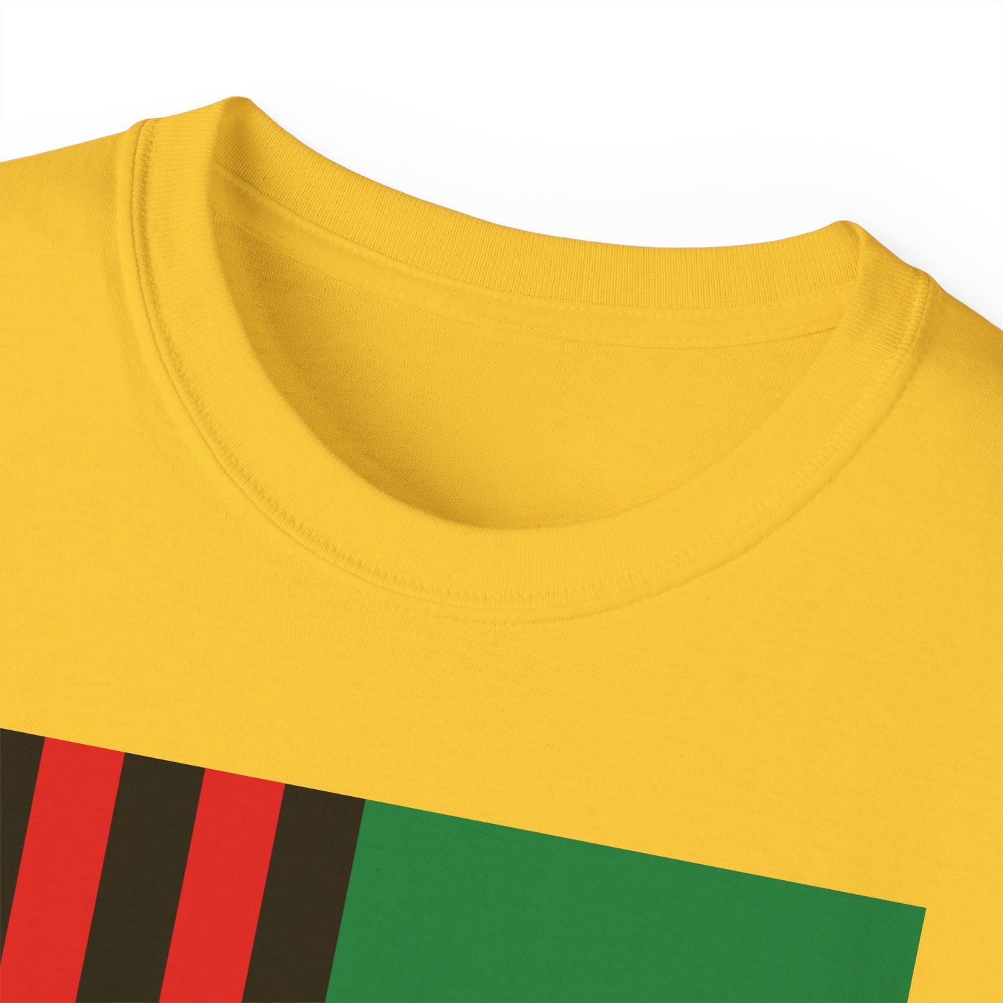 LongD® Logo Cotton Tee Juneteenth cropped vertical African-American flag negative text