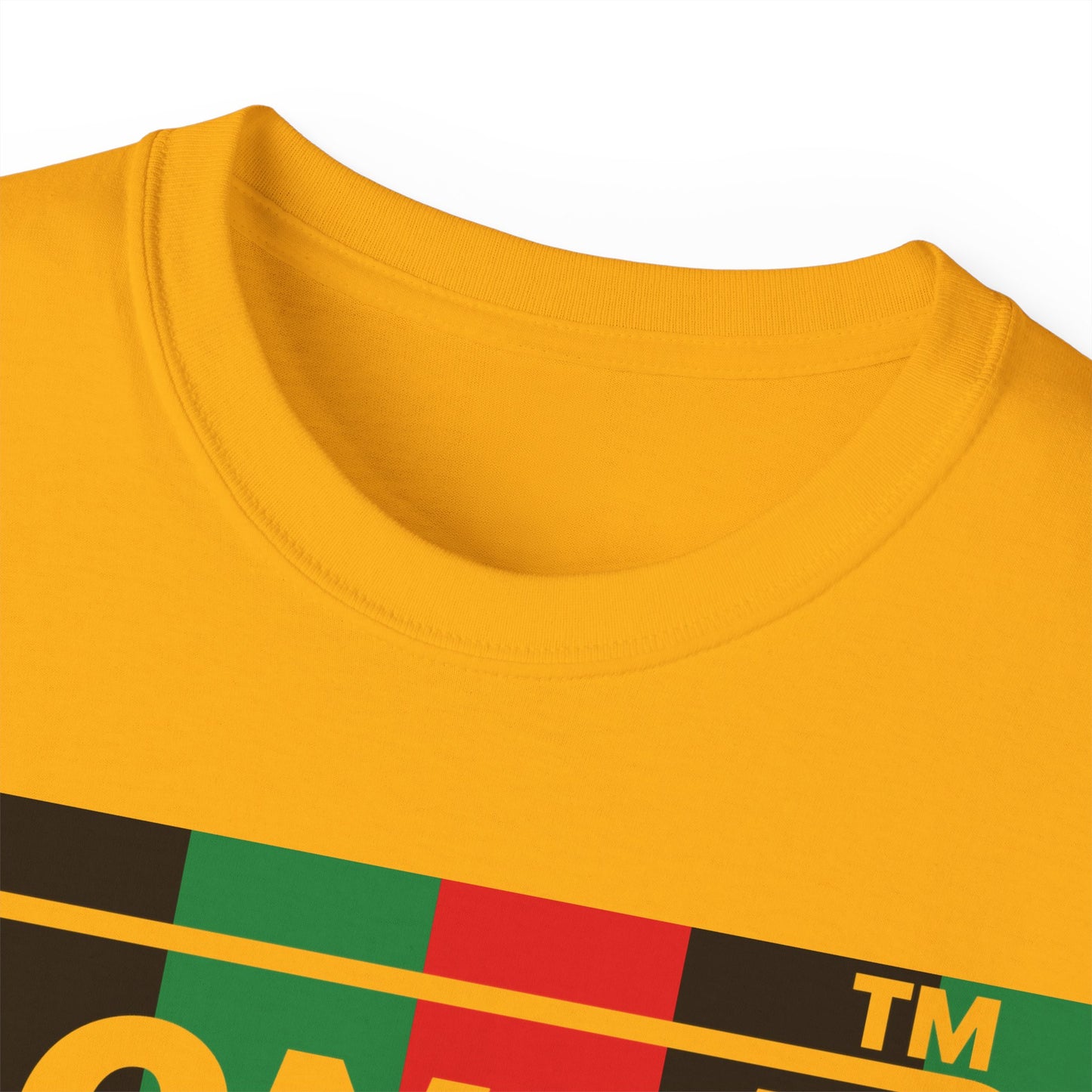 LongD negative vertical 6-striped Chicago logo front-back cotton tee (Juneteenth colors)