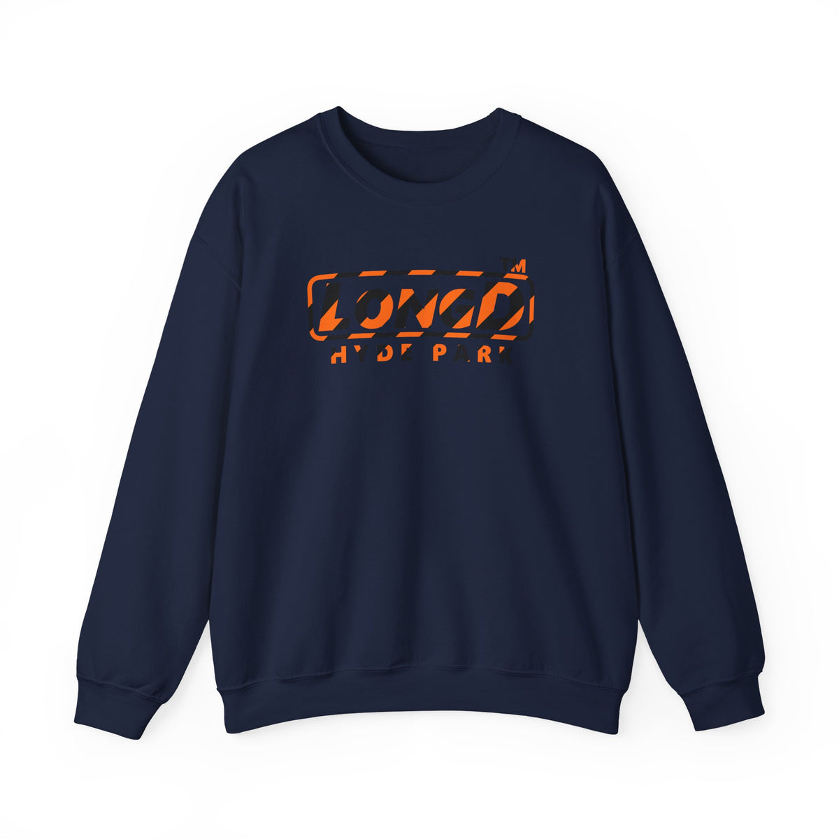 LongD Hyde Park positive 12-striped logo (Halloween colors) crewneck sweatshirt