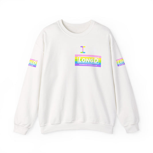 I Bunny LongD negative horizontal striped 4-print Tag-domain logo crewneck sweatshirt