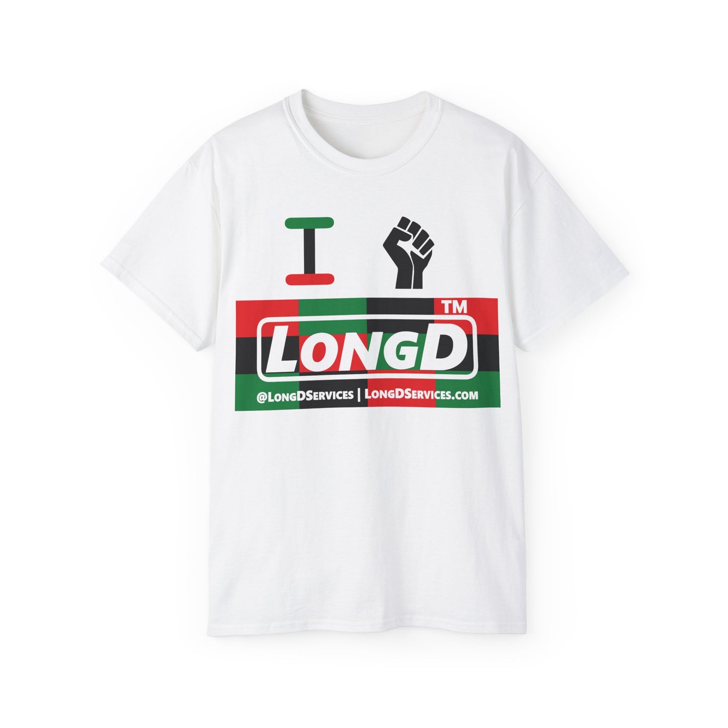 I fist LongD negative 3x4 tag-domain logo cotton tee
