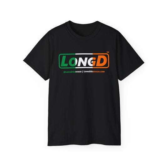 LongD® Logo Cotton Tee (St. Patrick's Day -Irish Green, White and Irish Orange thirds)