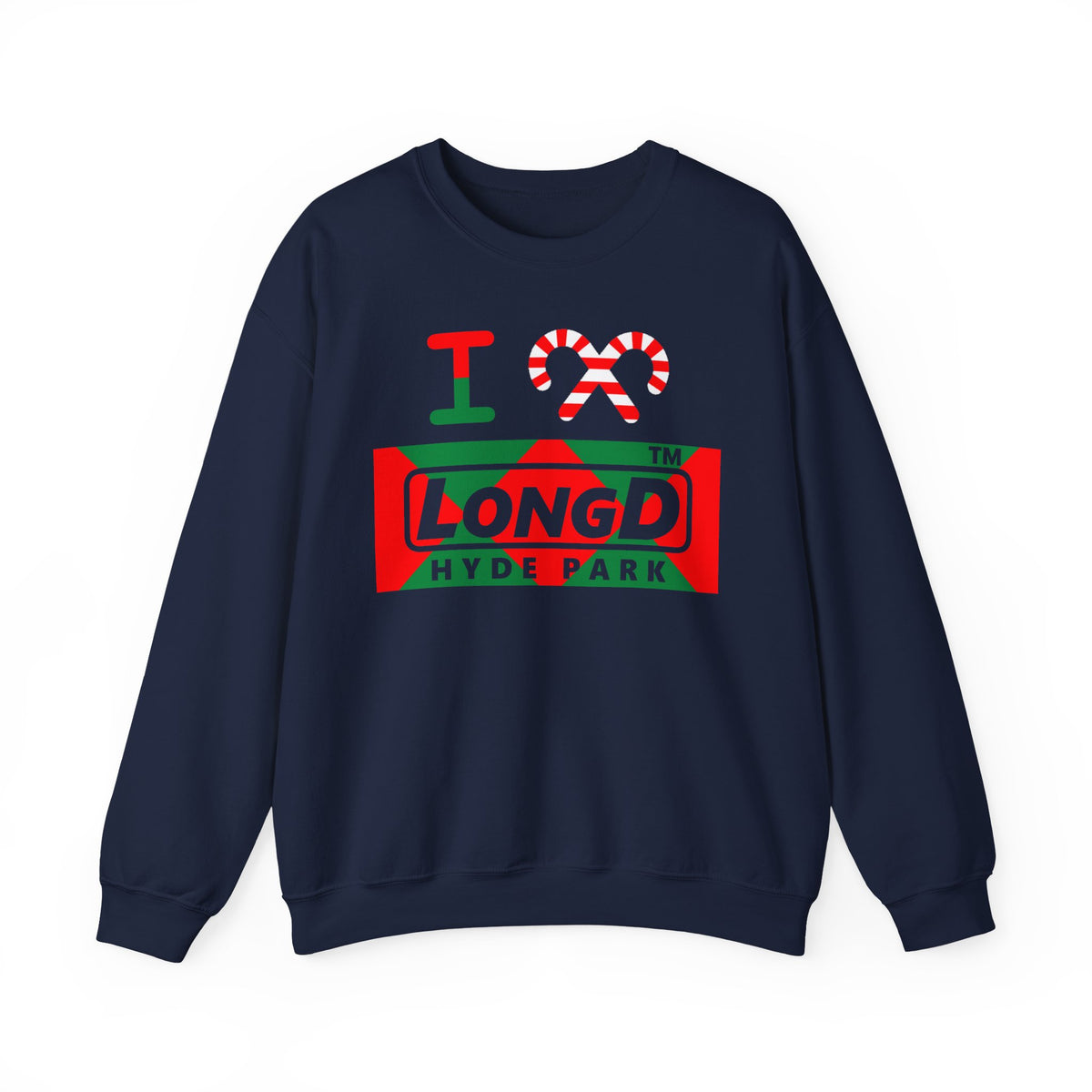 I candy cane LongD Hyde Park negative big argyle logo crewneck sweatshirt