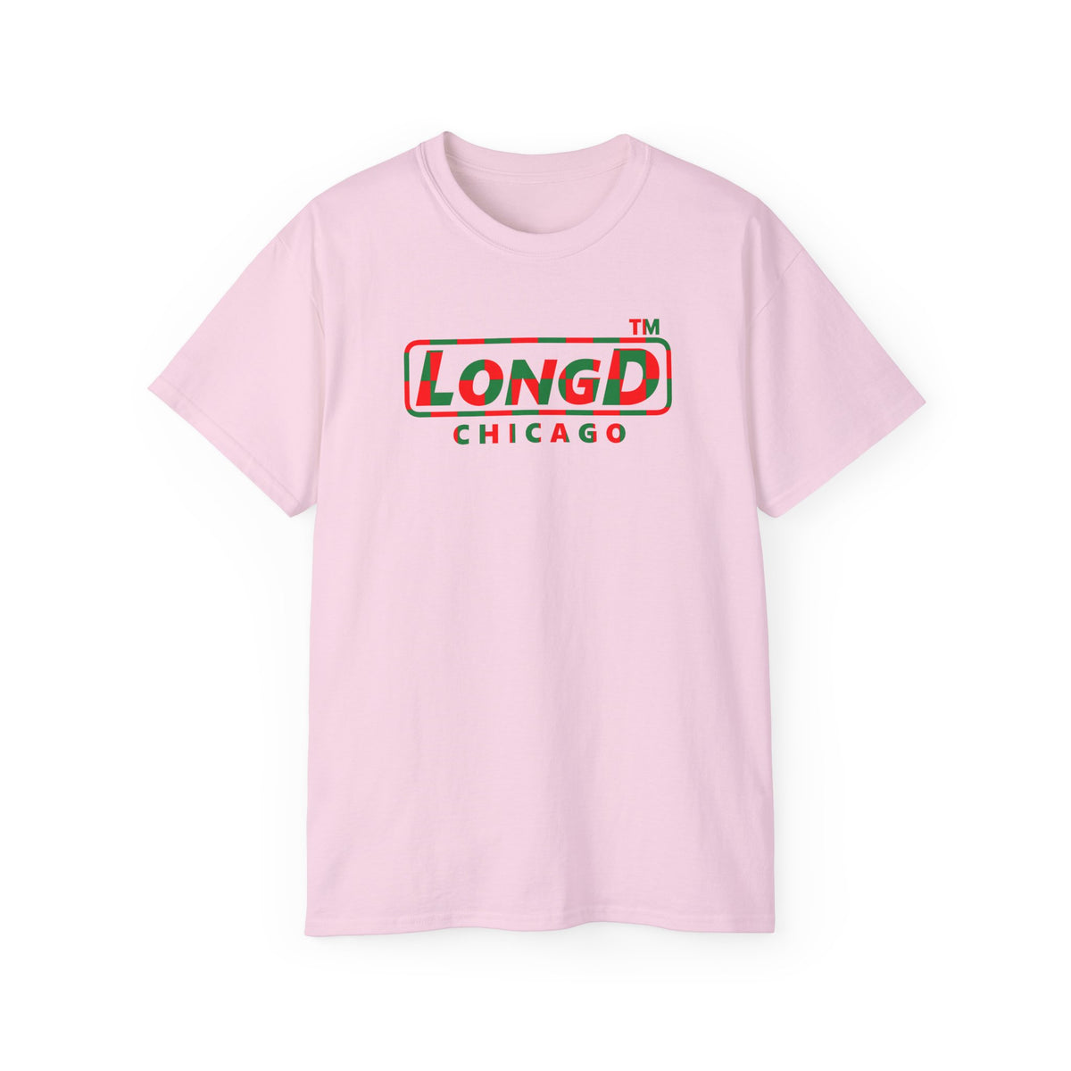 LongD Chicago positive checkered logo (Xmas colors) cotton tee