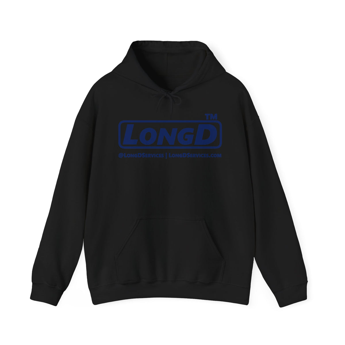LongD Tag-domain positive basic Navy (002060) logo hoodie