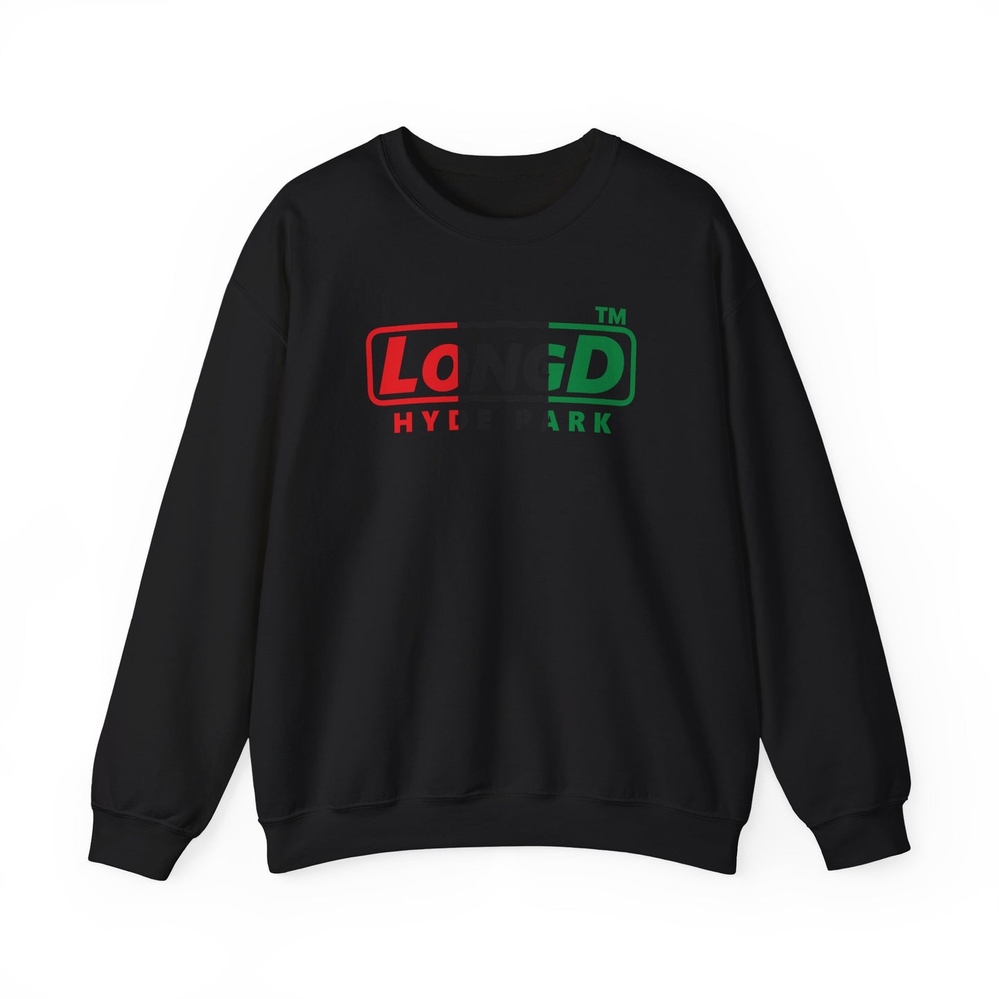 LongD positive vertical 3-striped Hyde Park logo crewneck sweatshirt (Juneteenth colors)