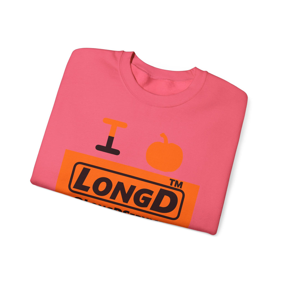 I pumpkin LongD Tag logo positive black on negative orange crewneck sweatshirt