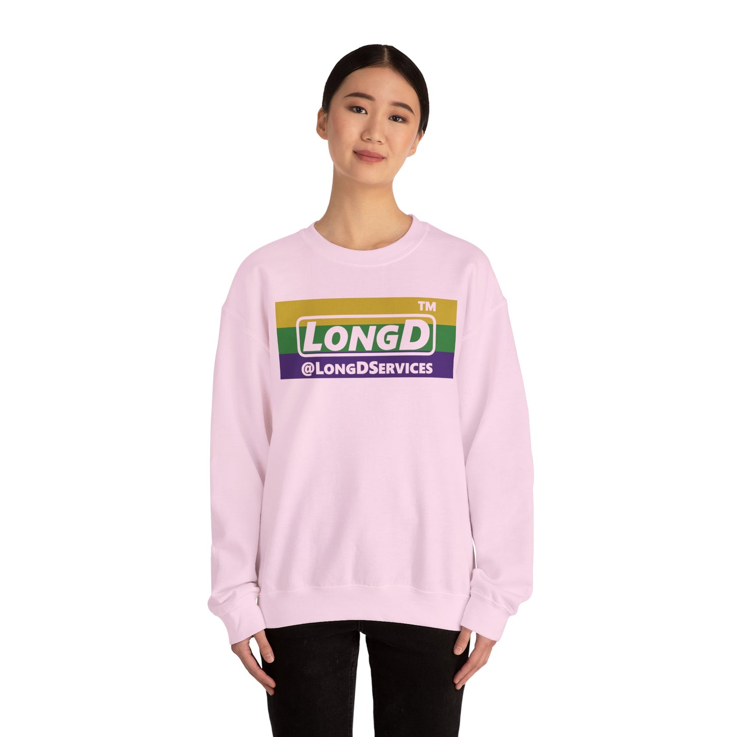 LongD negative striped Tag logo crewneck sweatshirt