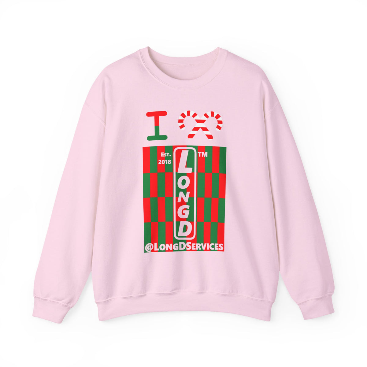 I candy cane LongD Tag negative upright tiled logo crewneck sweatshirt