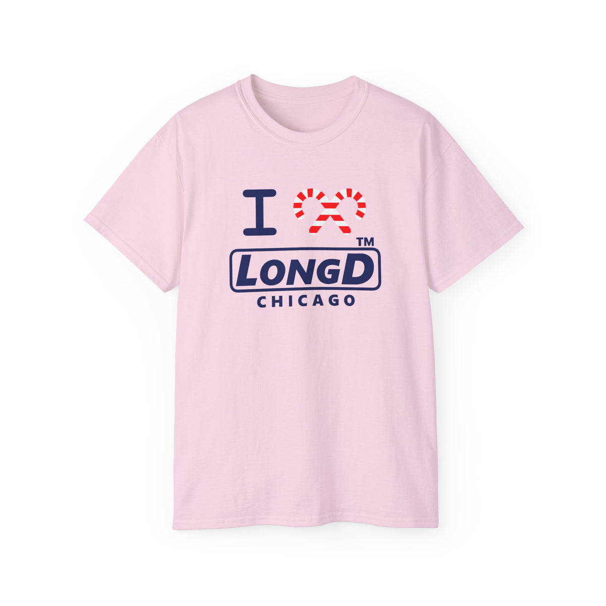I candy cane LongD Chicago positive official basic navy logo cotton tee