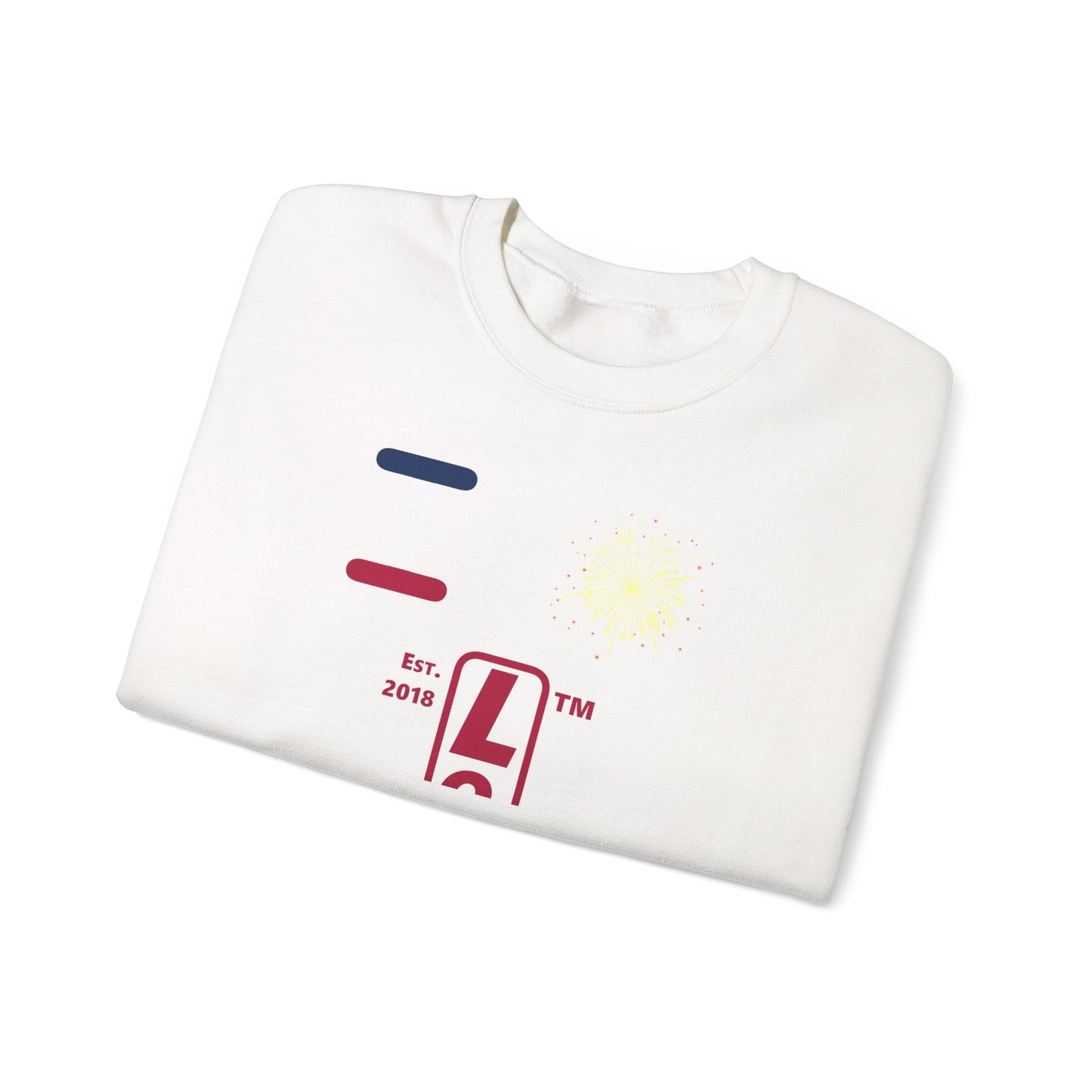 I Burst LongD positive horizontal 3-striped Chicago upright logo crewneck sweatshirt