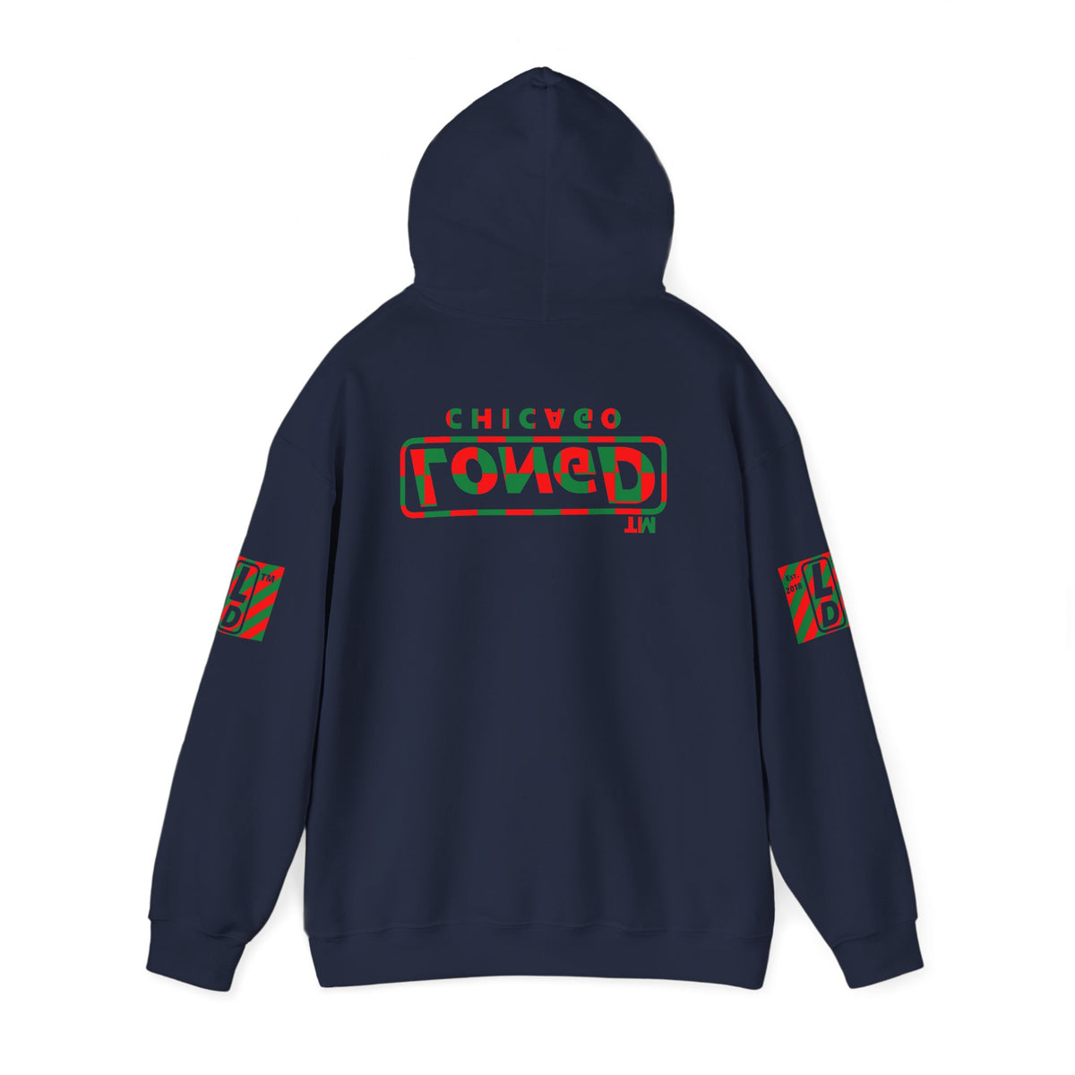 LongD Chicago positive checkered 4-print logo (Xmas colors) hoodie