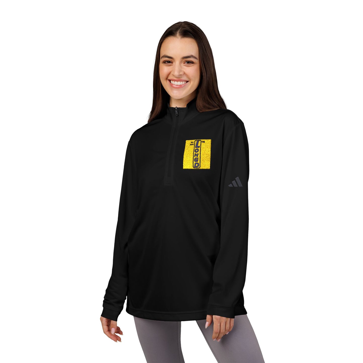 Embroidered adidas® Quarter-Zip pullover official logo upright