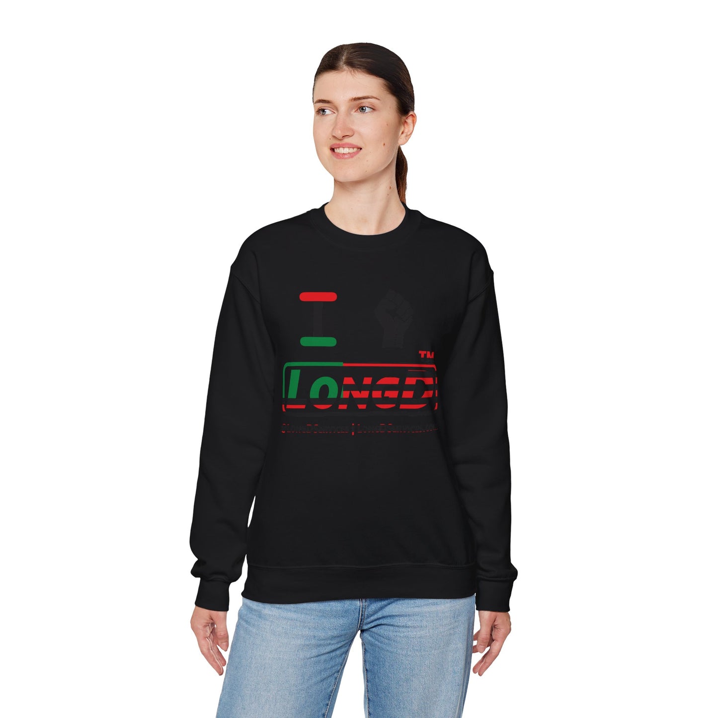 I fist LongD positive flag tag-domain logo crewneck sweatshirt