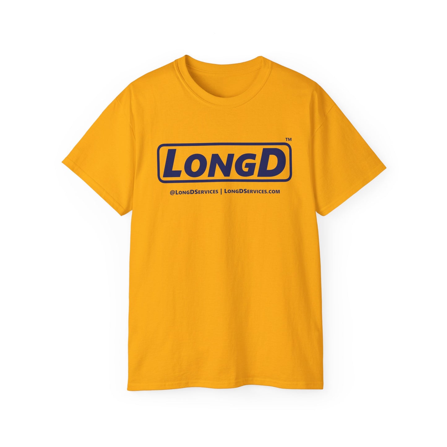 LongD® Logo Cotton Tee (Mardi Gras colored shirts with blue text)