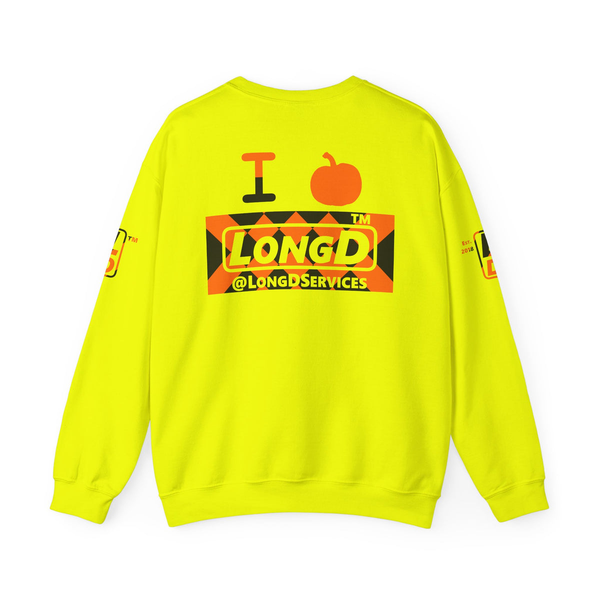 I pumpkin LongD Tag negative stylized argyle 4-print logo crewneck sweatshirt