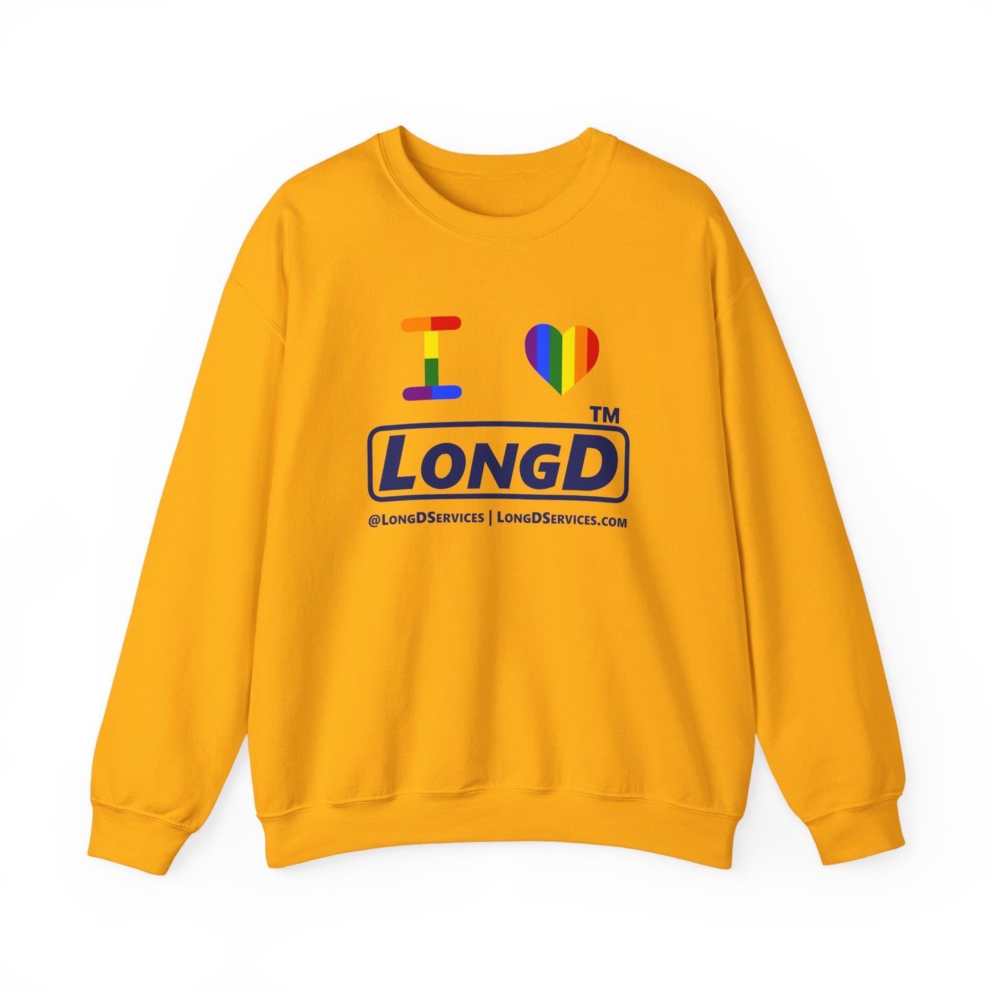 I Luv LongD official basic tag-domain logo crewneck sweatshirt with Pride heart