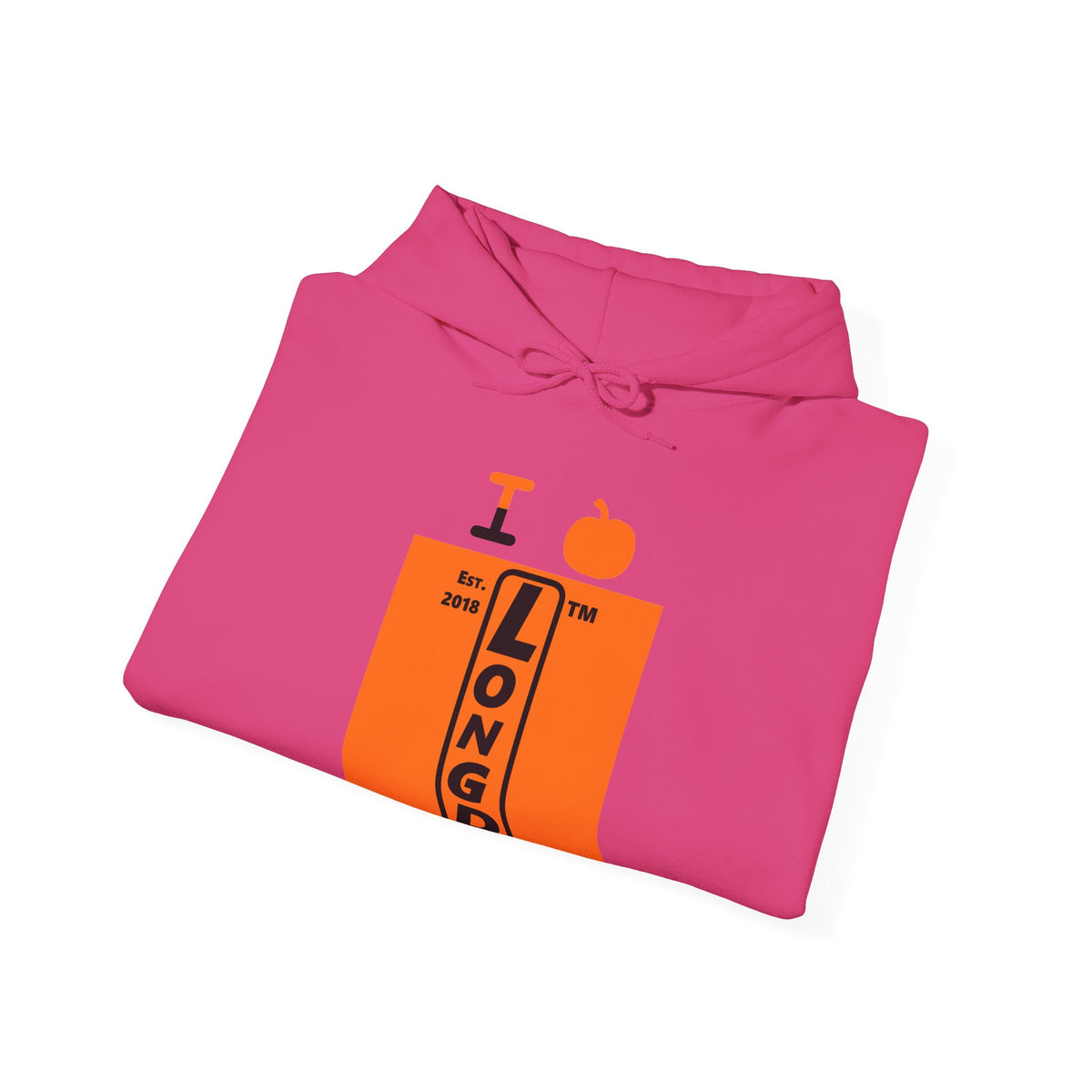 I pumpkin LongD Hyde Park upright logo positive black on negative orange hoodie