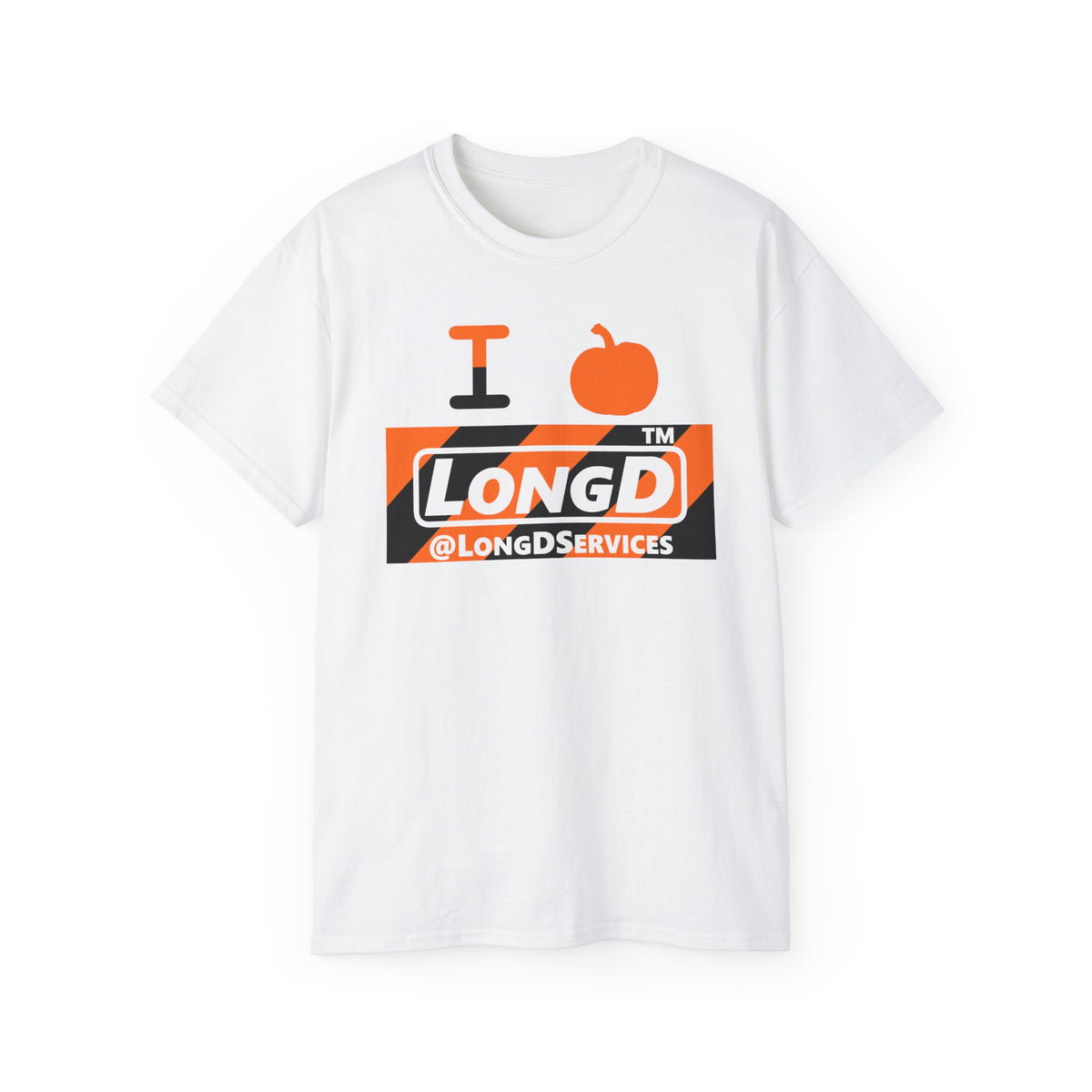 I pumpkin LongD Tag negative diagonal 6-striped logo cotton tee