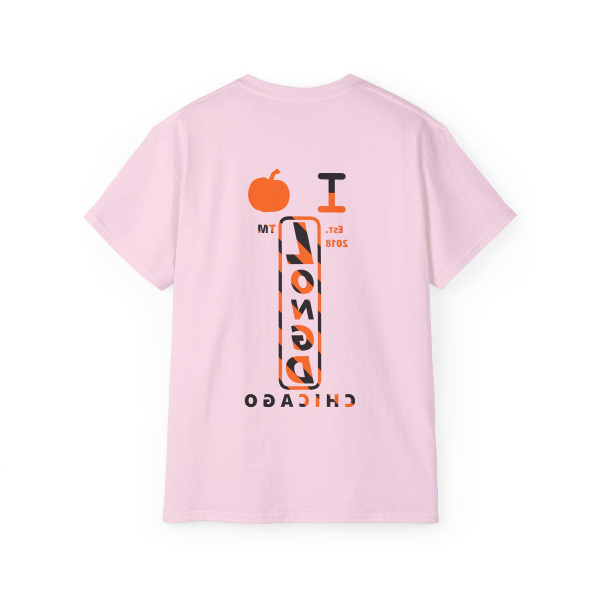 I pumpkin LongD Chicago positive upright pixel-weighted 12-striped front-back logo cotton tee