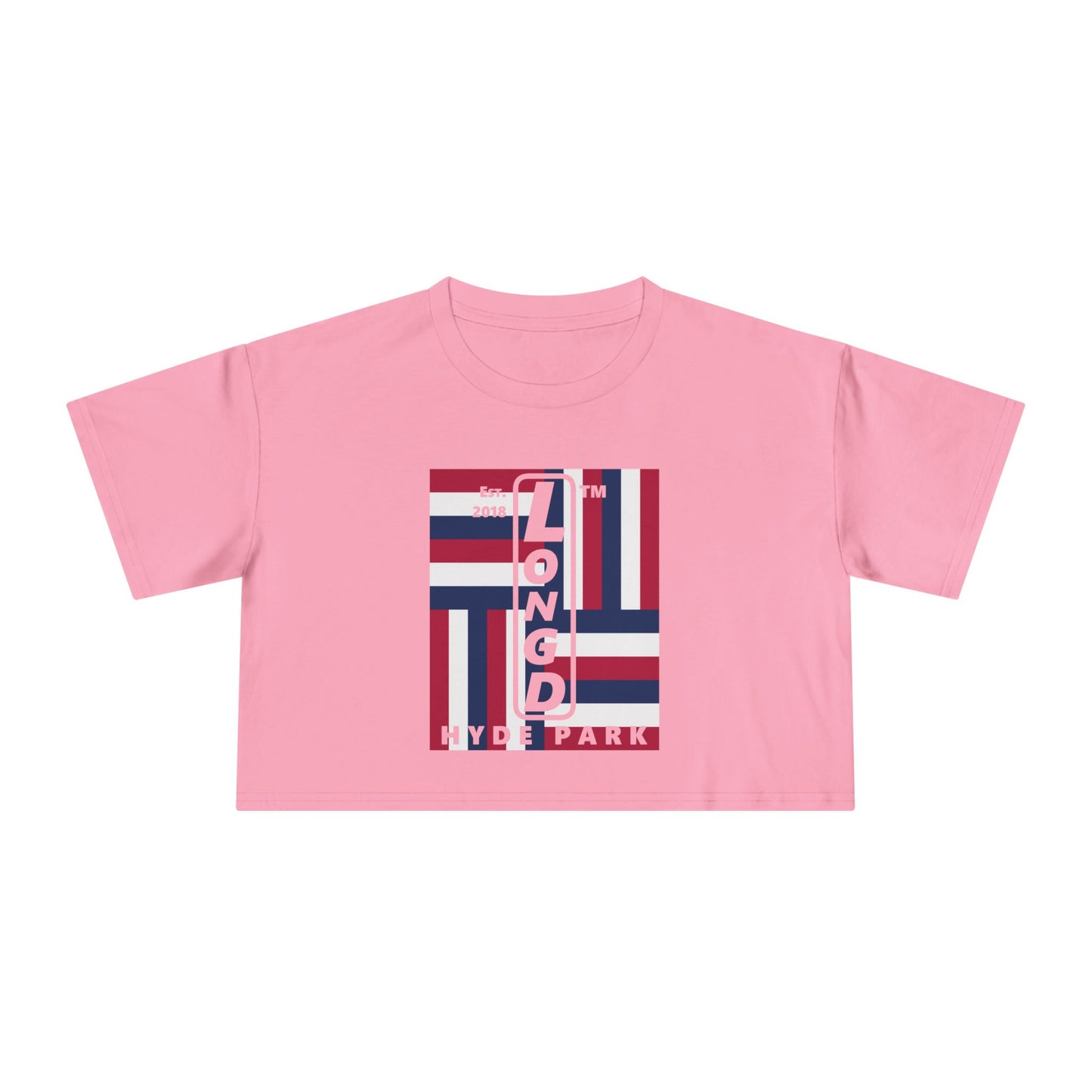 Negative windmill upright front-reversed back Hyde Park logo crop tee (Patriotic colors)