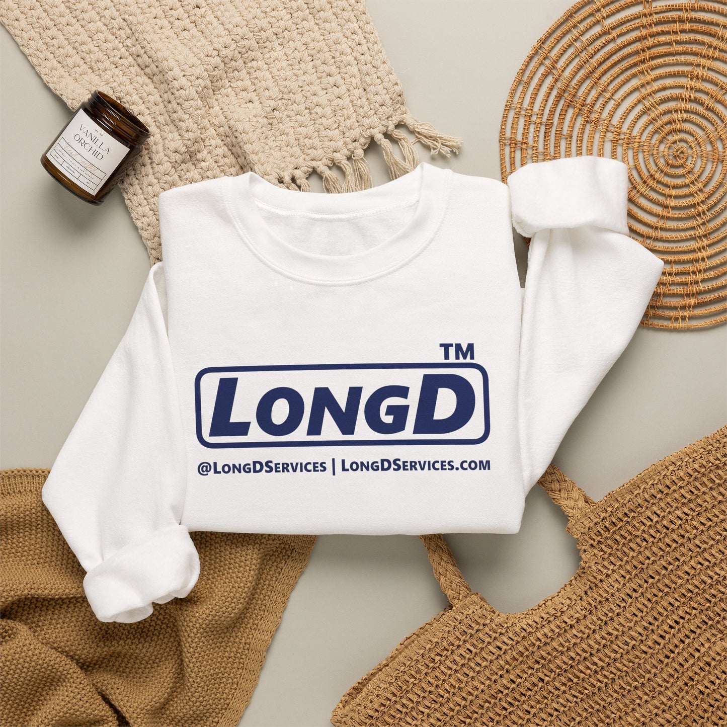 LongD Tag-domain positive official basic logo crewneck sweatshirt