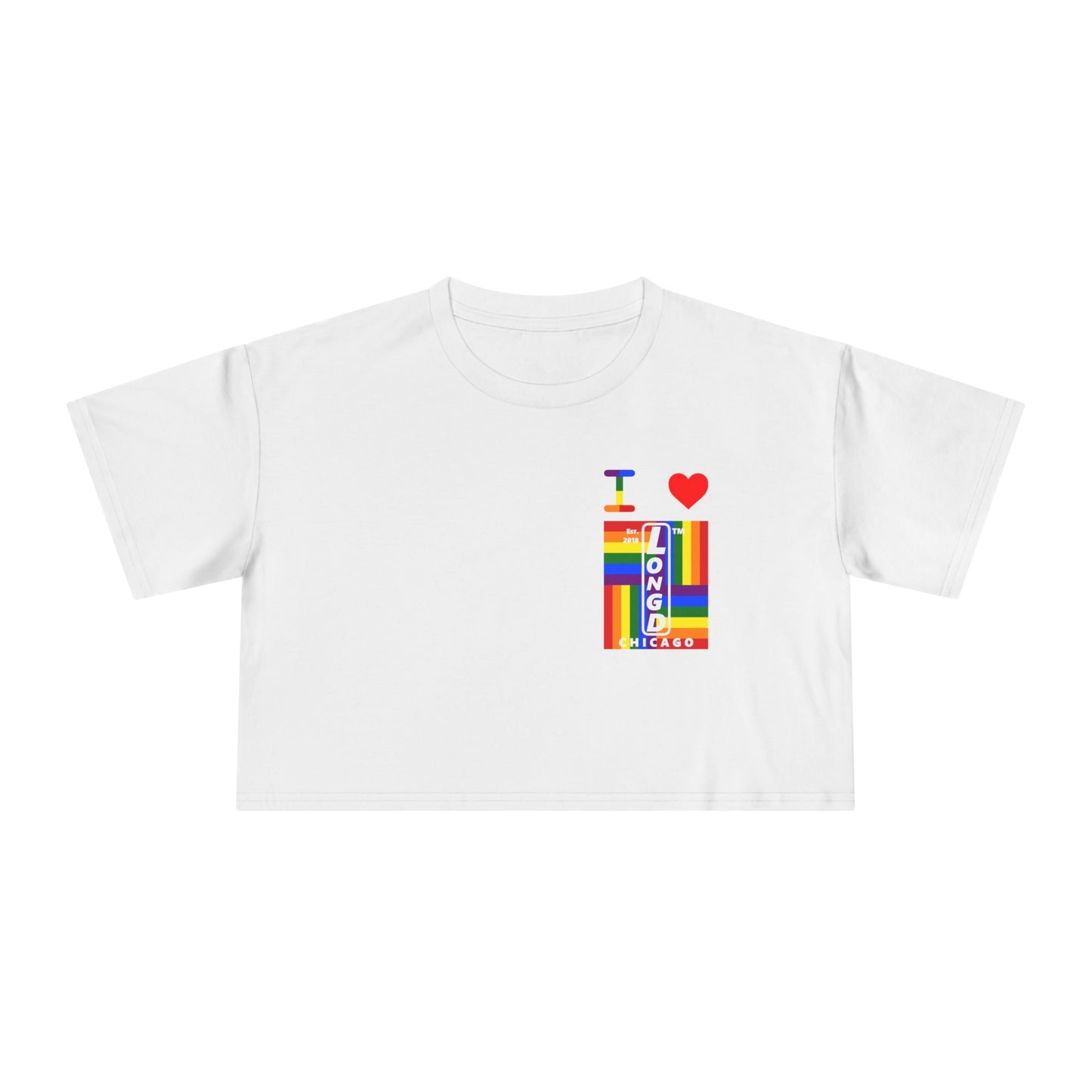 I Luv LongD Negative windmill upright single-breasted Chicago logo crop tee (Pride colors)