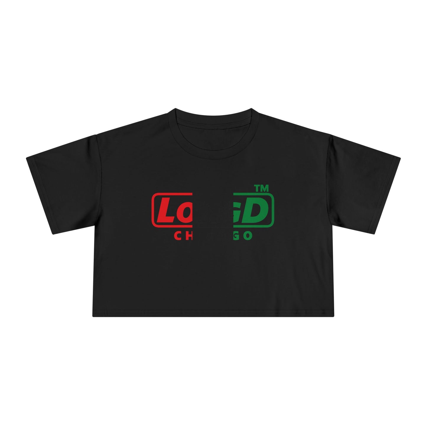 LongD positive vertical 3-striped Chicago logo crop tee (Juneteenth colors)