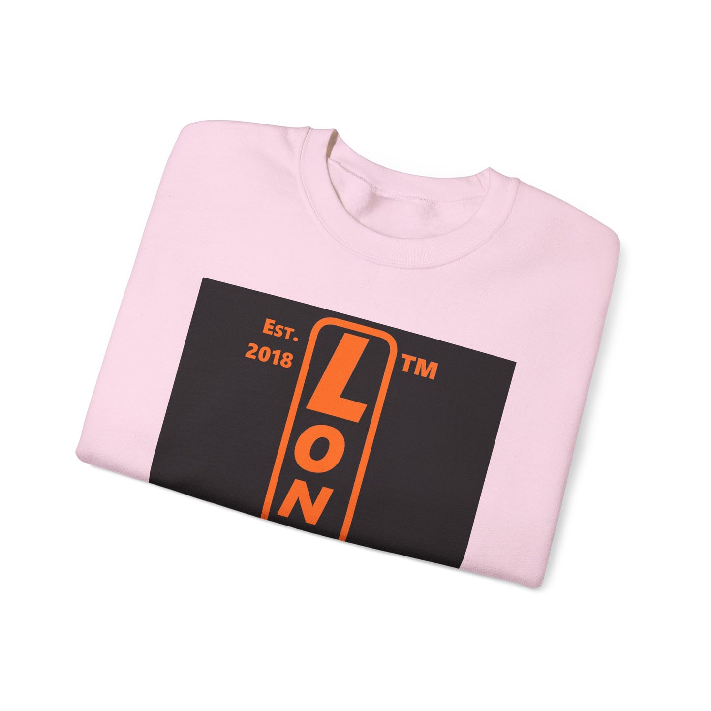 LongD Chicago upright front-back logo orange (FE7518) on Black (000000) crewneck sweatshirt