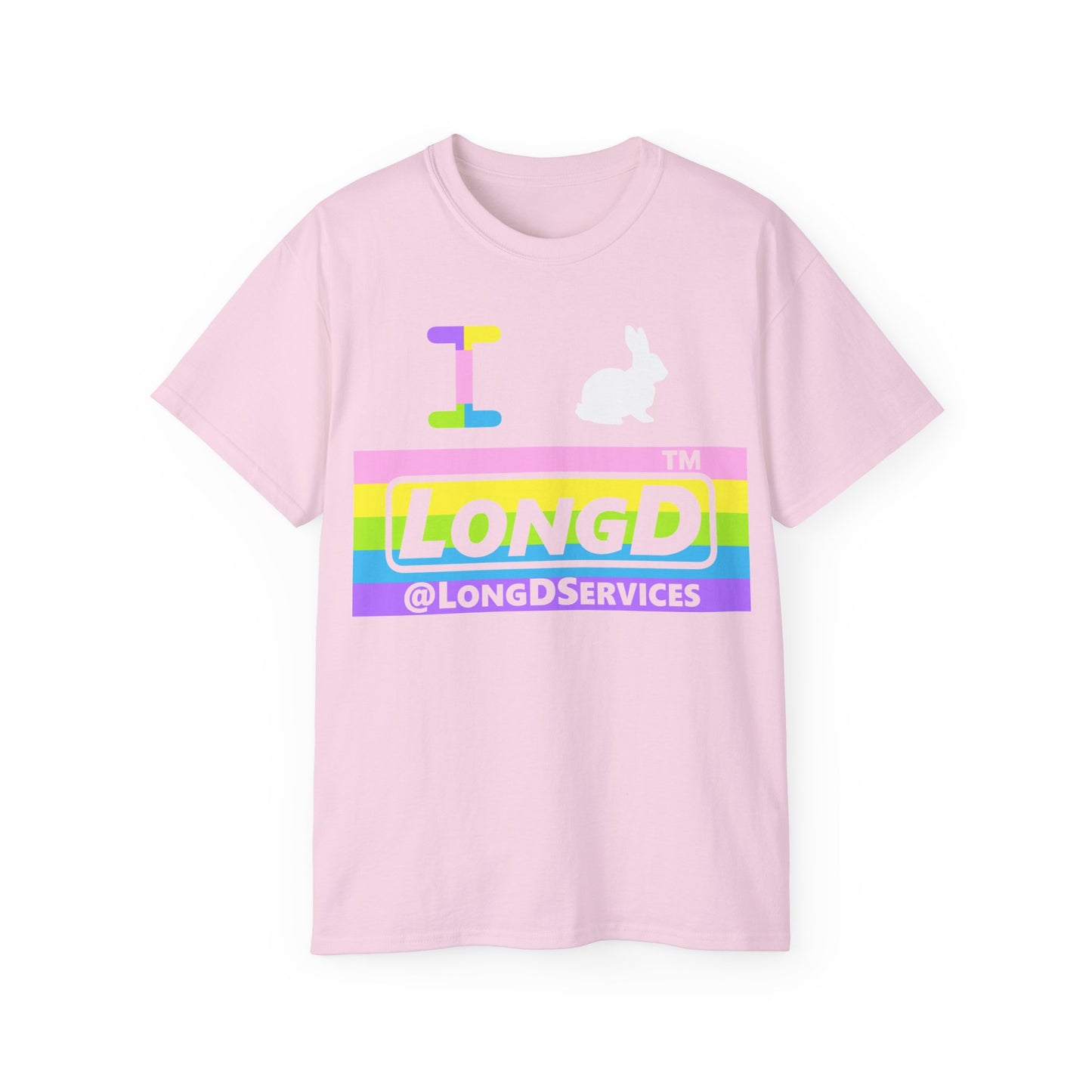 I Bunny LongD® negative horizontal striped Tag Logo Cotton Tee