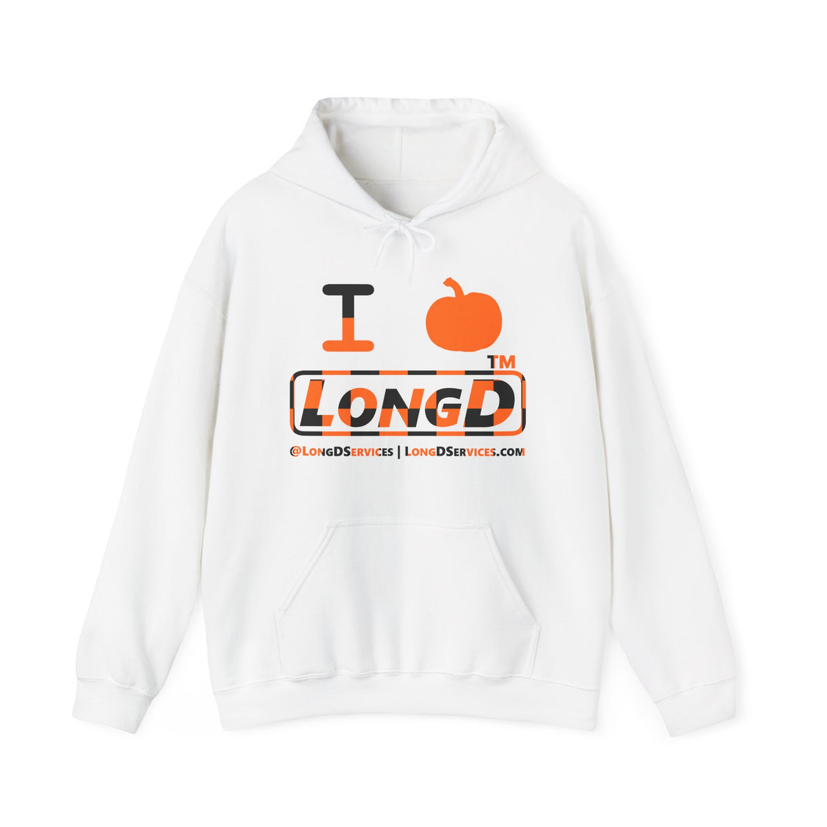 I pumpkin LongD Tag-domain positive checkered logo hoodie