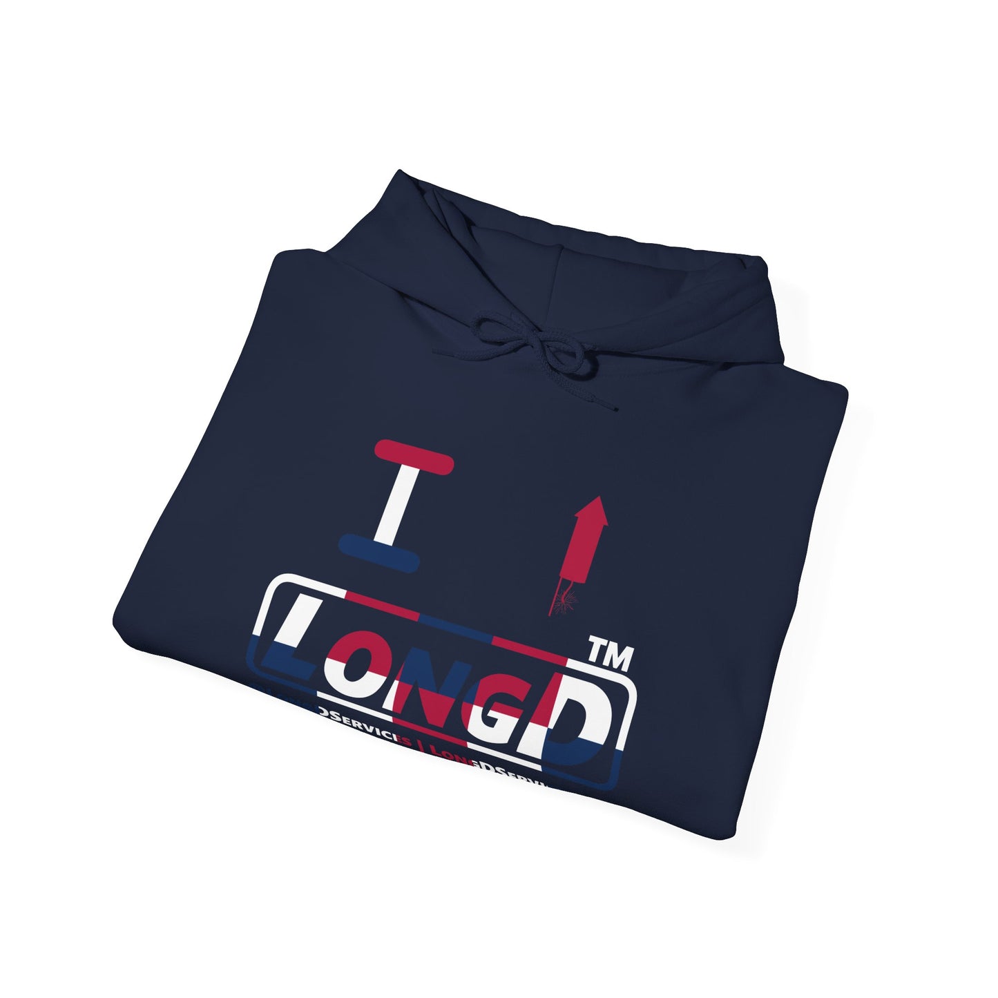 I firecracker LongD® positive 2x5 tag-domain logo hoodie