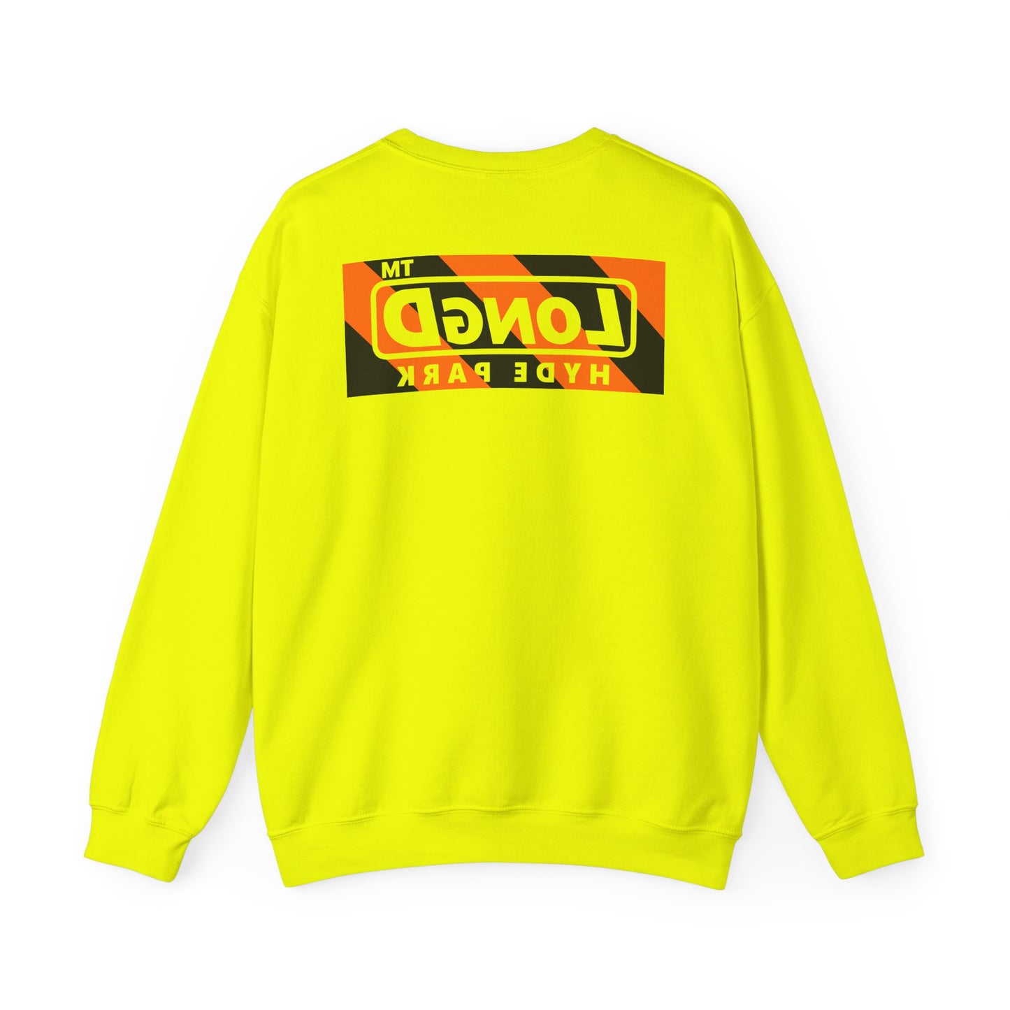 LongD Hyde Park negative diagonal 6-striped front-back logo (Halloween colors) crewneck sweatshirt