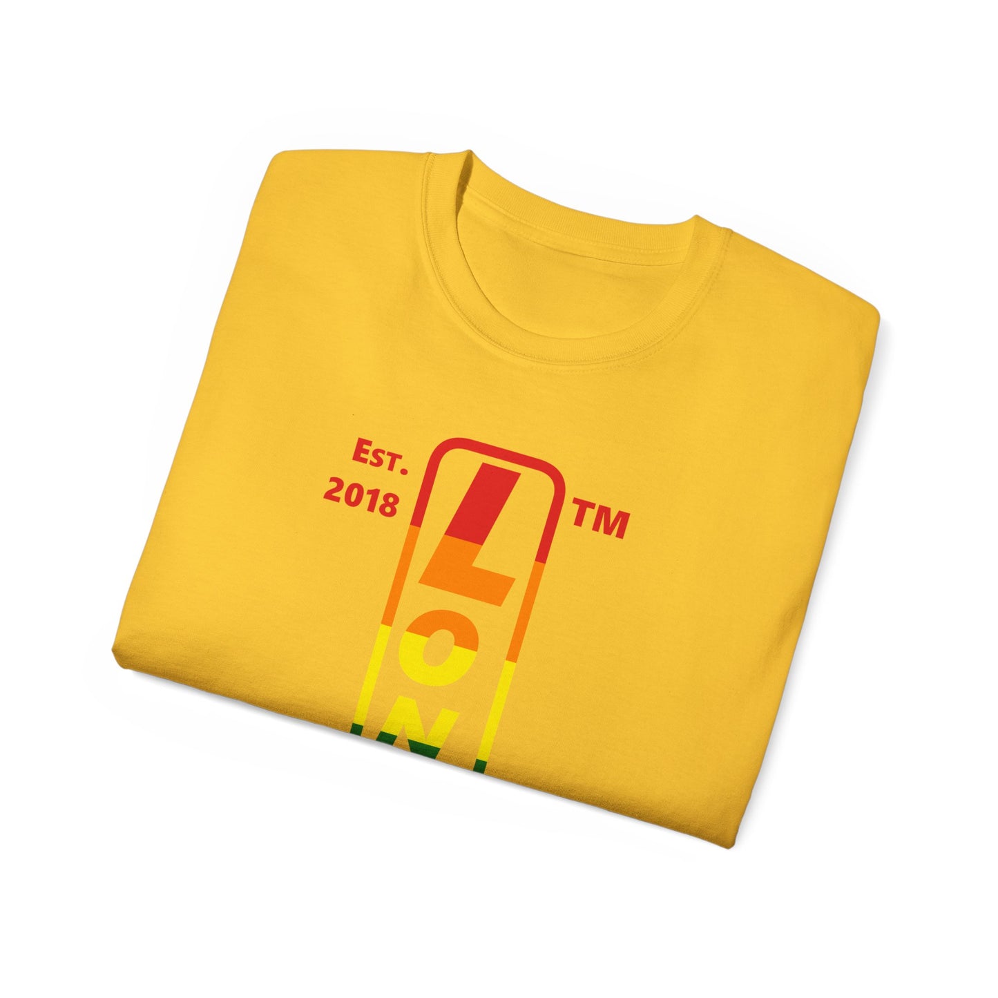 LongD Cotton Tee positive horizontal striped Chicago upright logo (Pride colors)