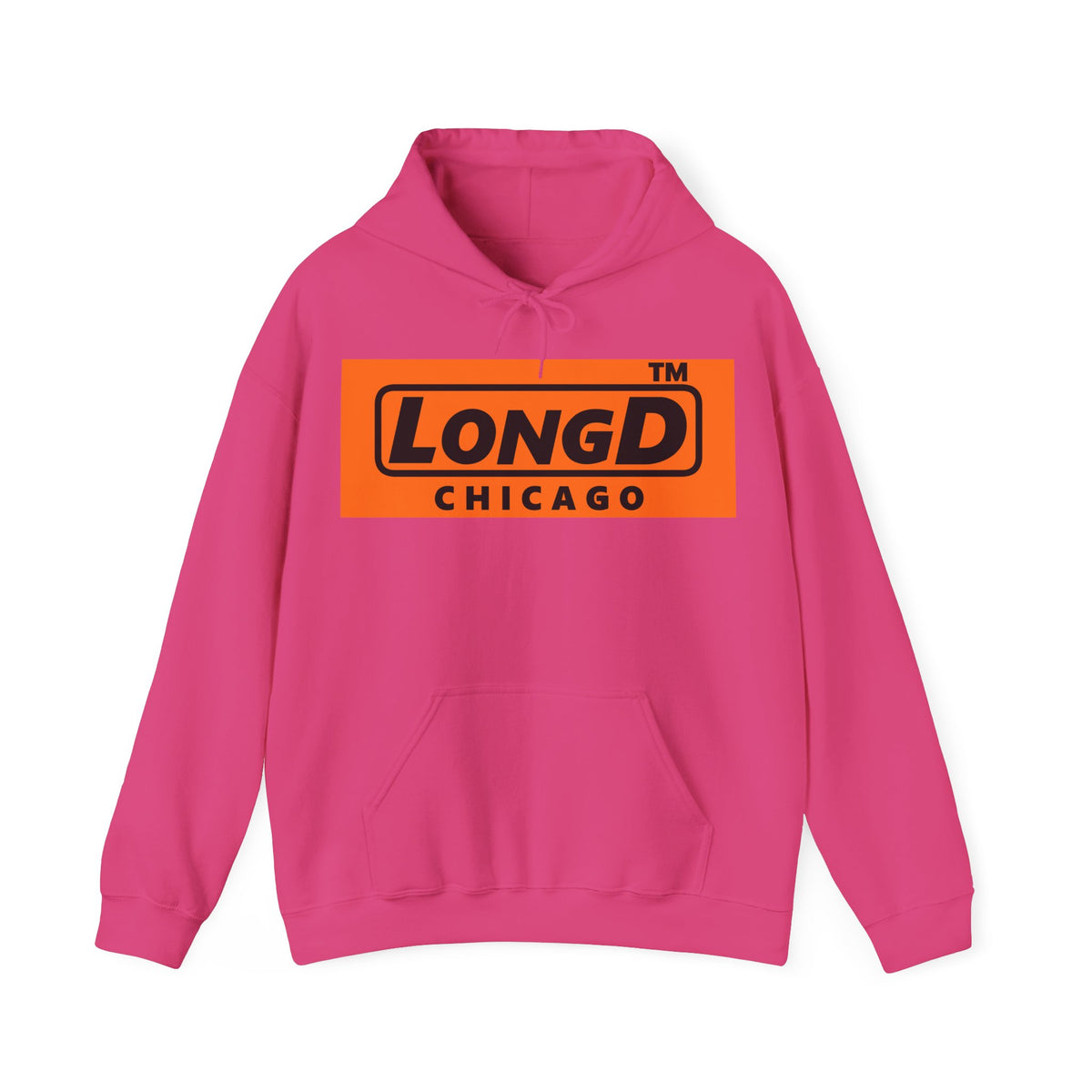 LongD Chicago logo Black (000000) on orange (FE7518) (Halloween colors) hoodie
