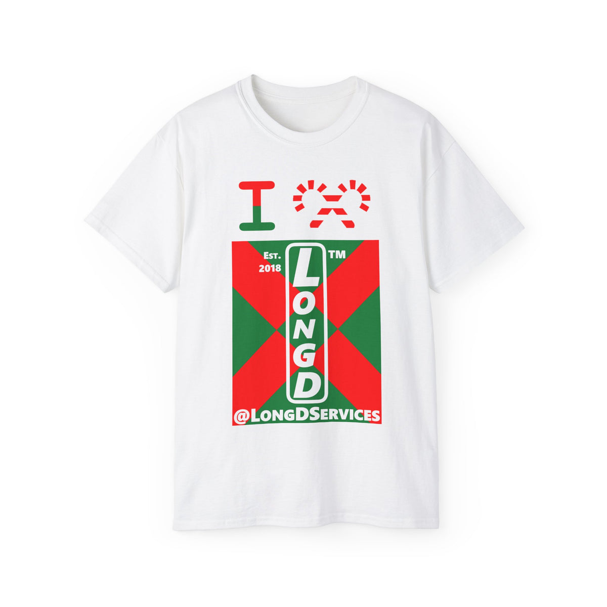 I candy cane LongD Tag negative upright argyle x logo cotton tee