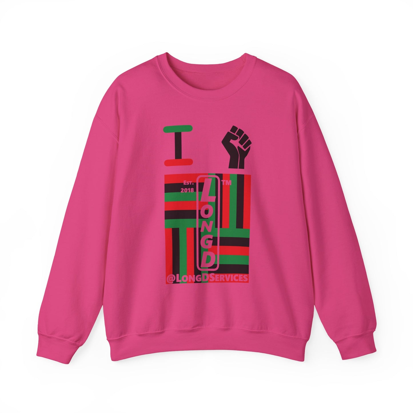 I Fist LongD negative windmill tag upright front-back logo crewneck sweatshirt