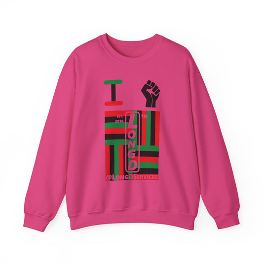 I Fist LongD negative windmill tag upright front-back logo crewneck sweatshirt