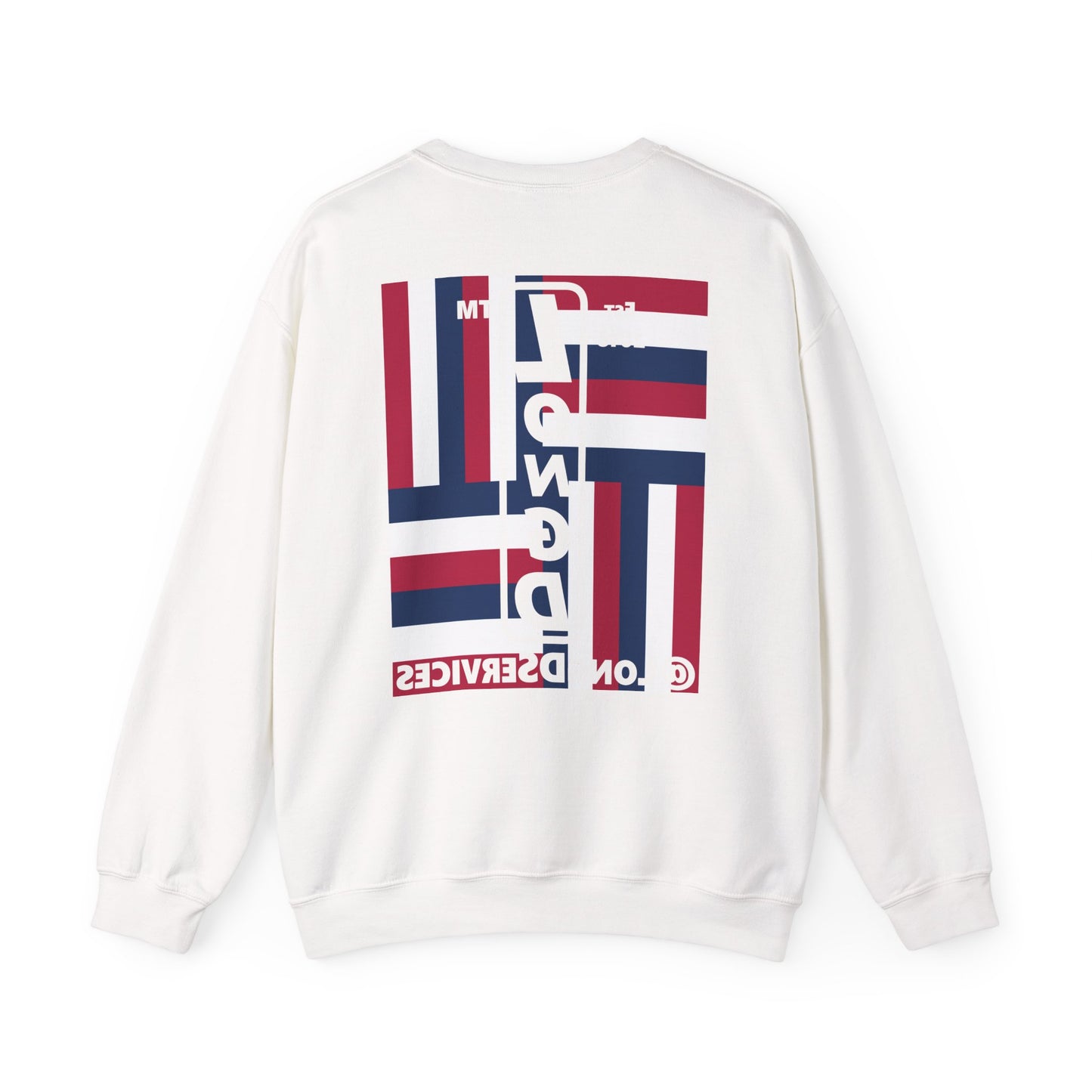 I Burst LongD negative windmill tag upright front-back logo crewneck sweatshirt