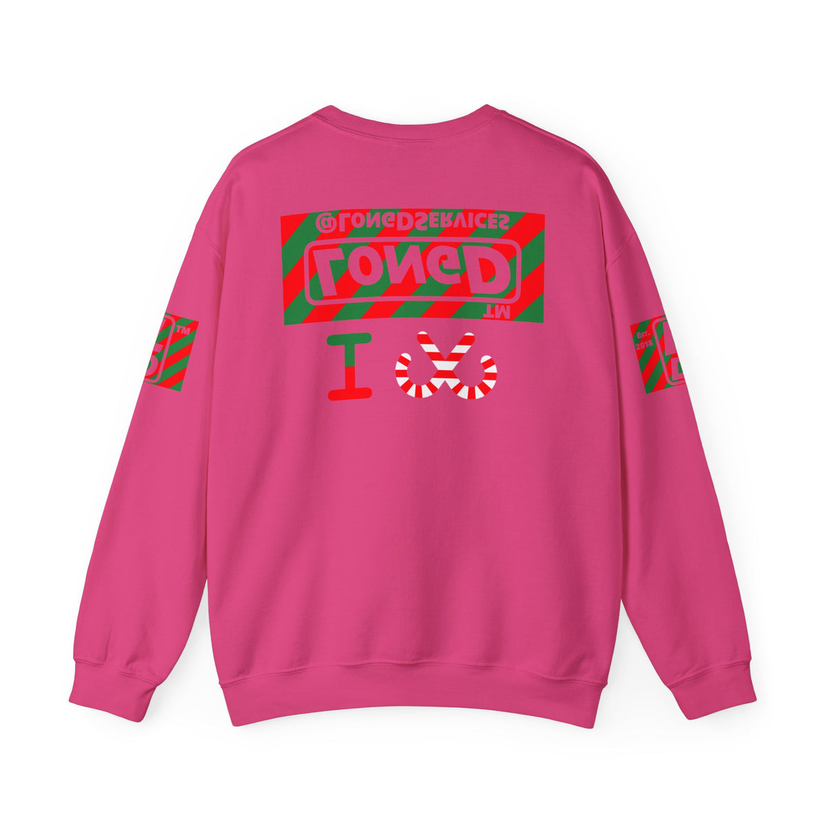 I candy cane LongD Tag negative 12-striped 4-print logo crewneck sweatshirt
