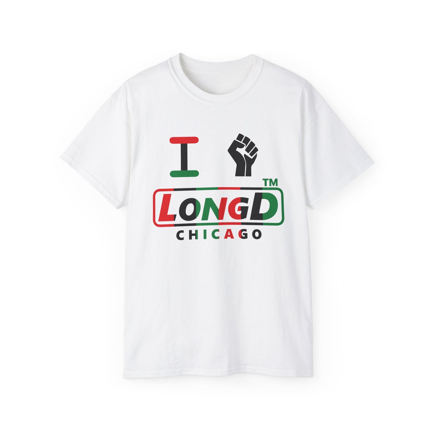 I fist LongD positive vertical 6-striped Chicago logo cotton tee