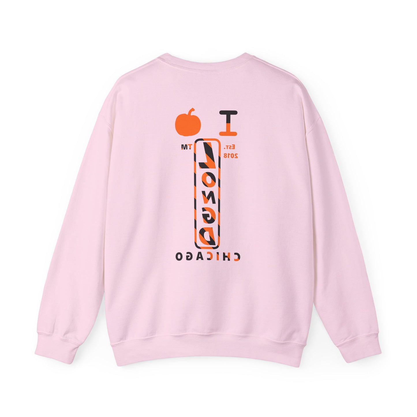 I pumpkin LongD Chicago positive upright pixel-weighted 12-striped front-back logo crewneck sweatshirt