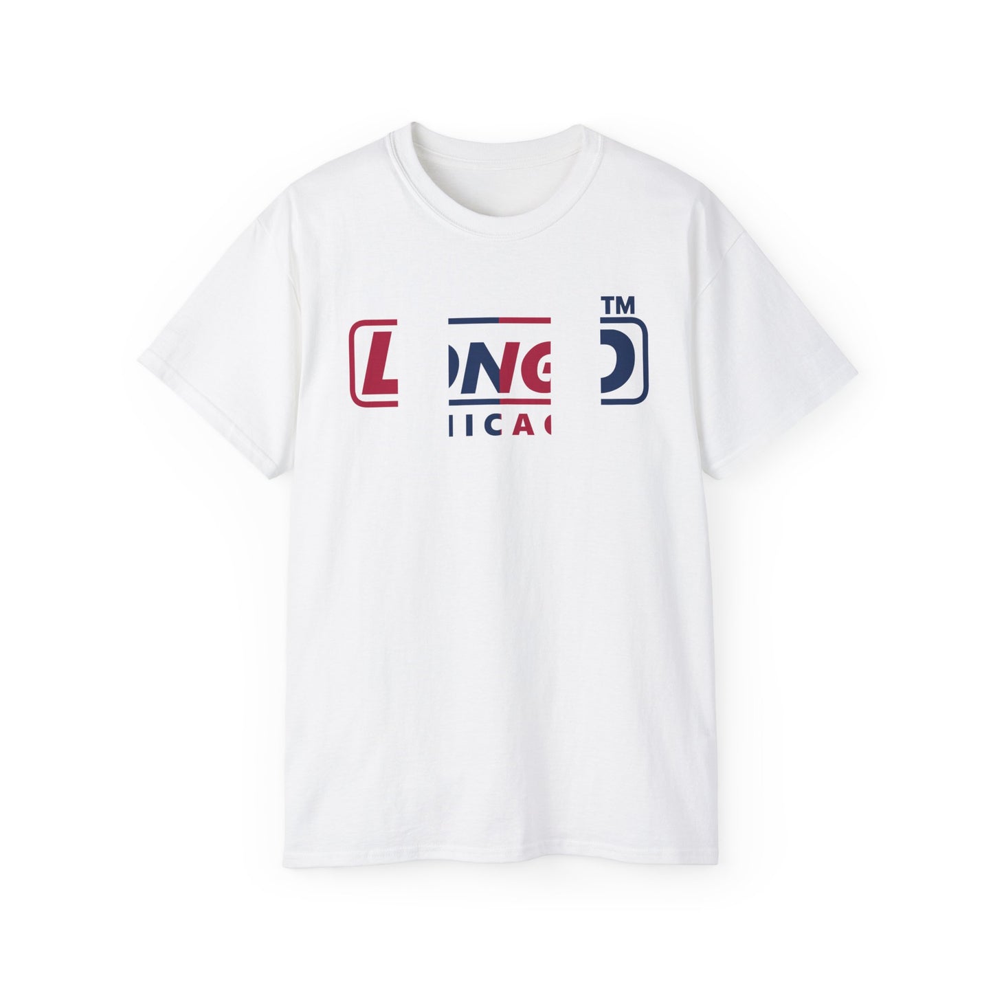 LongD positive vertical 6-striped Chicago logo cotton tee (patriotic colors)