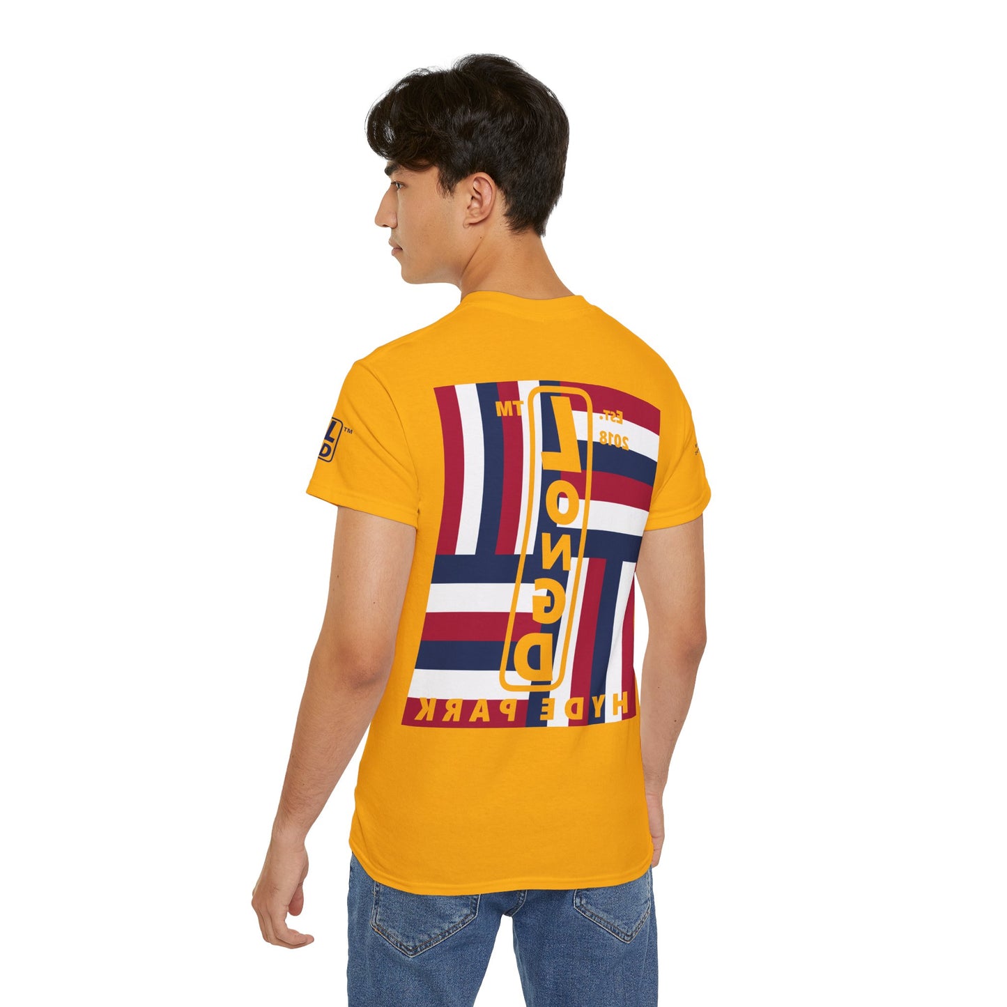 I Burst LongD cotton tee negative windmill 4-print Hyde Park upright logo (Patriotic colors)